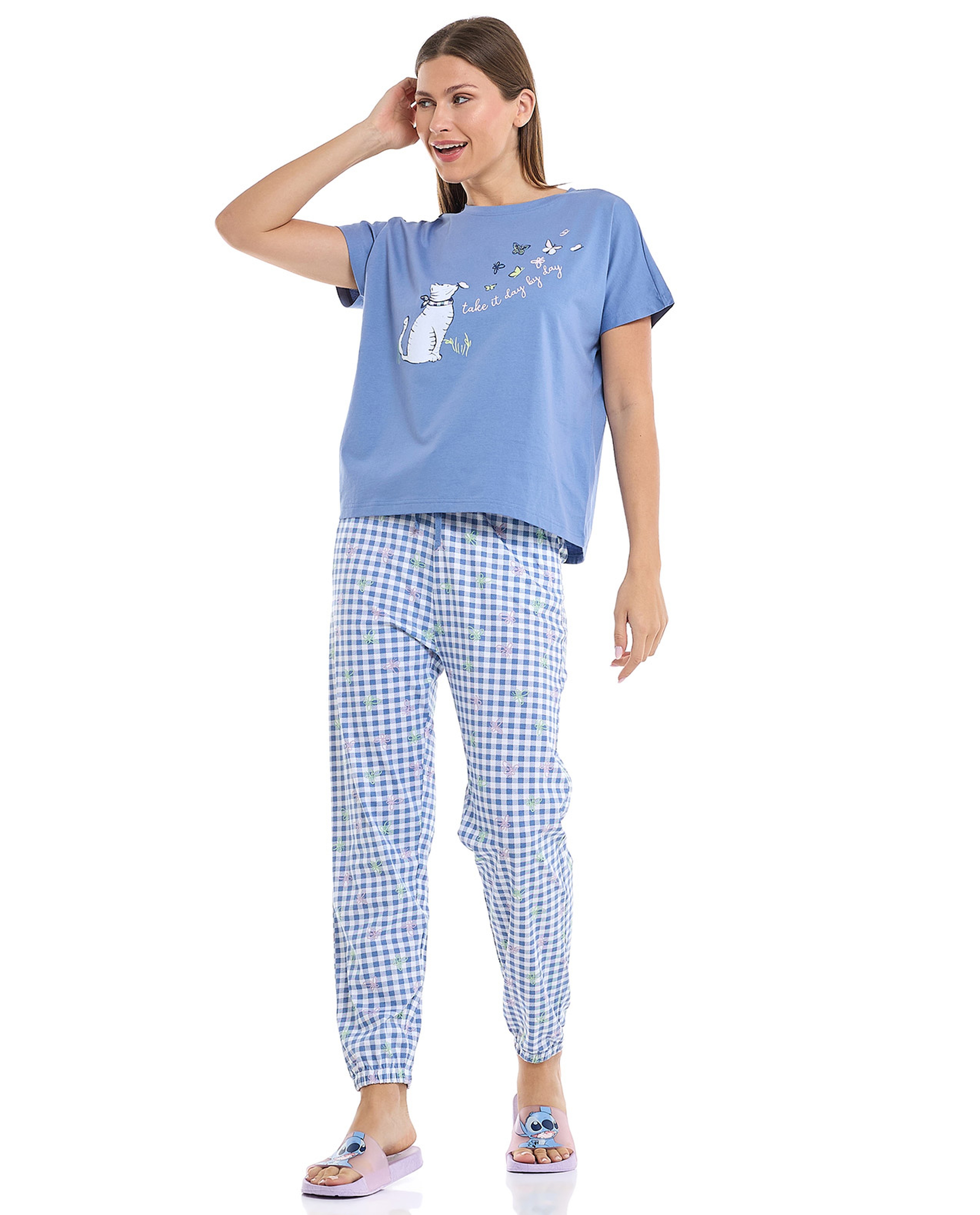 Printed Sleep T-Shirt with Short Sleeves