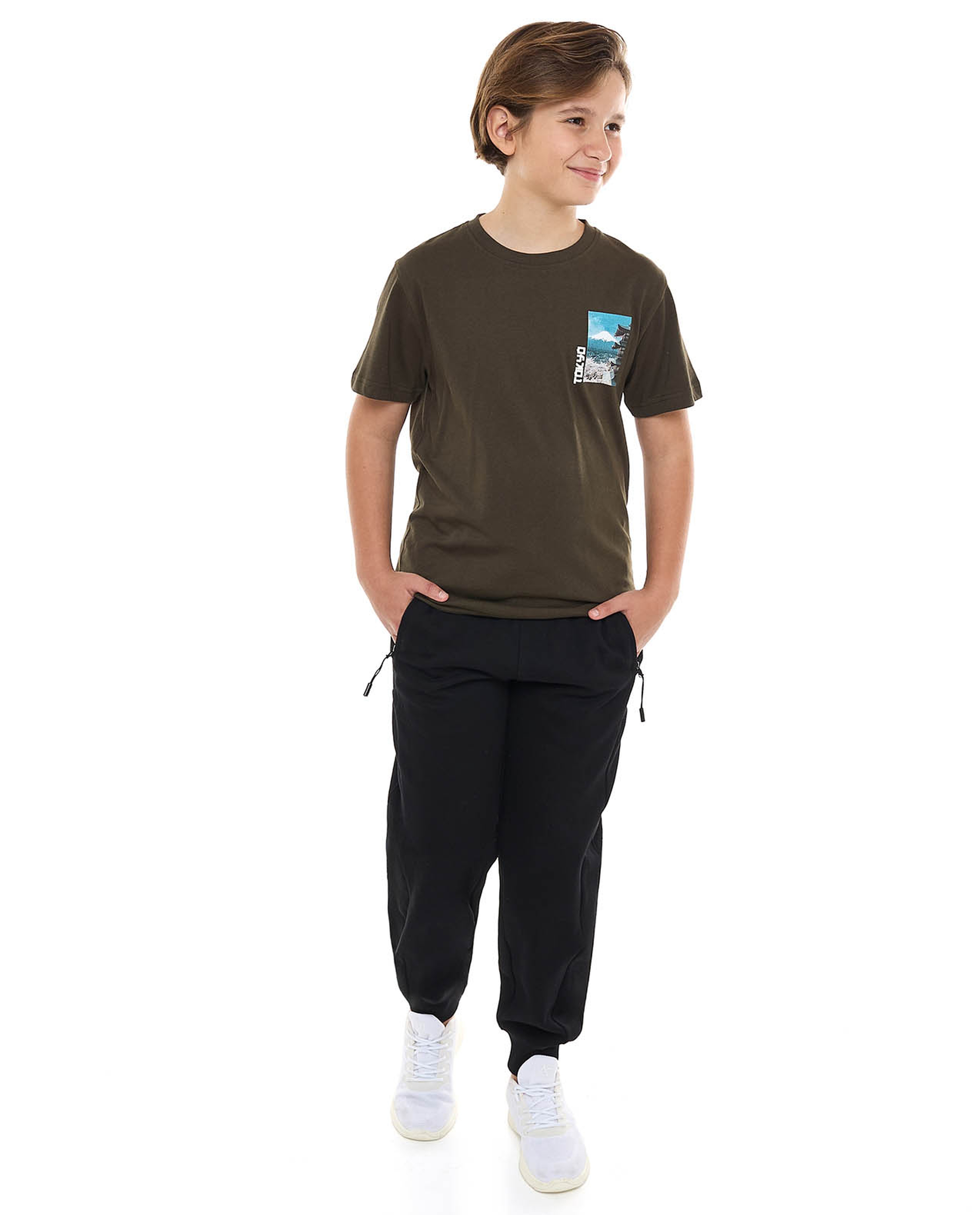 Back Printed T-Shirt with Crew Neck and Short Sleeves