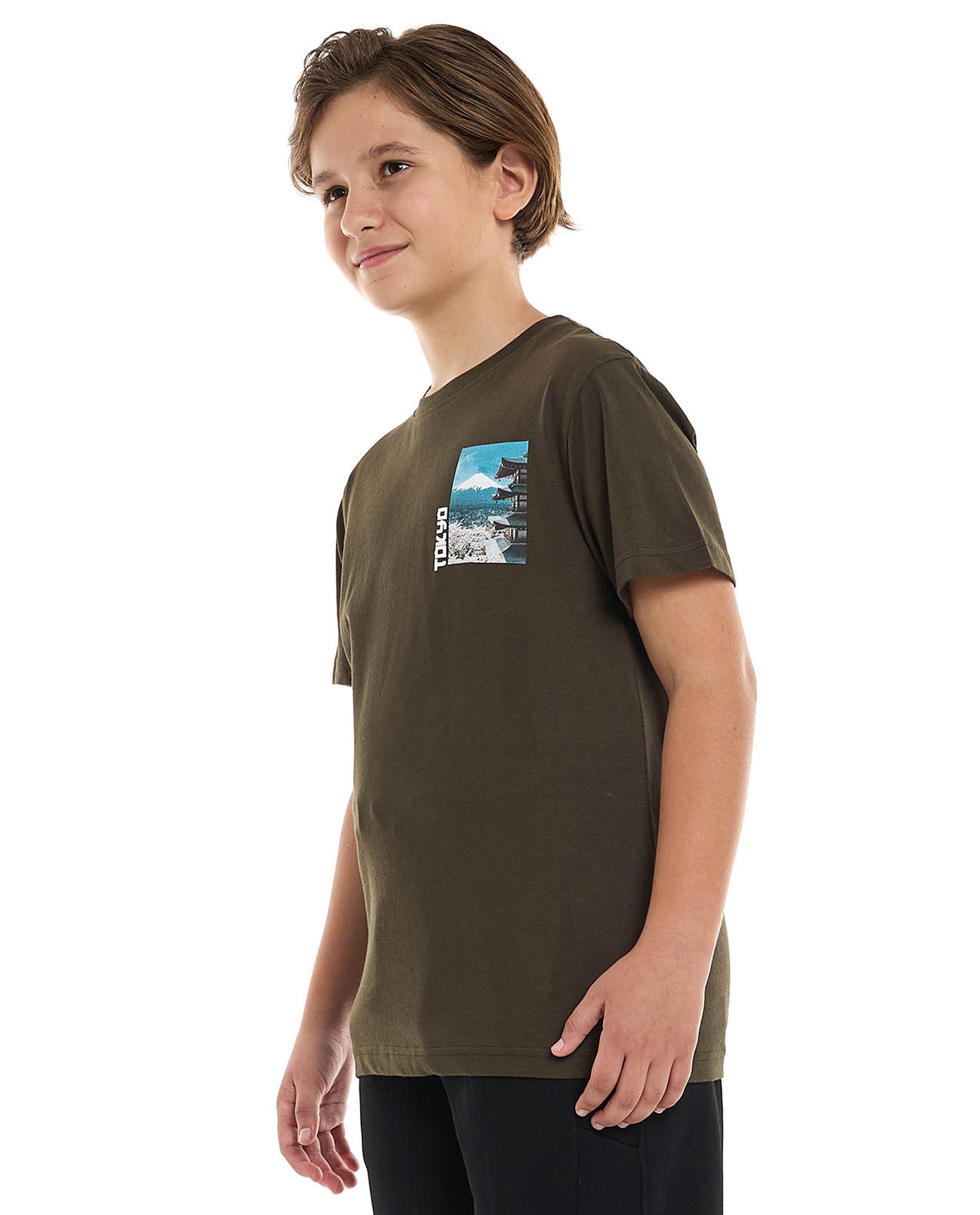 Back Printed T-Shirt with Crew Neck and Short Sleeves