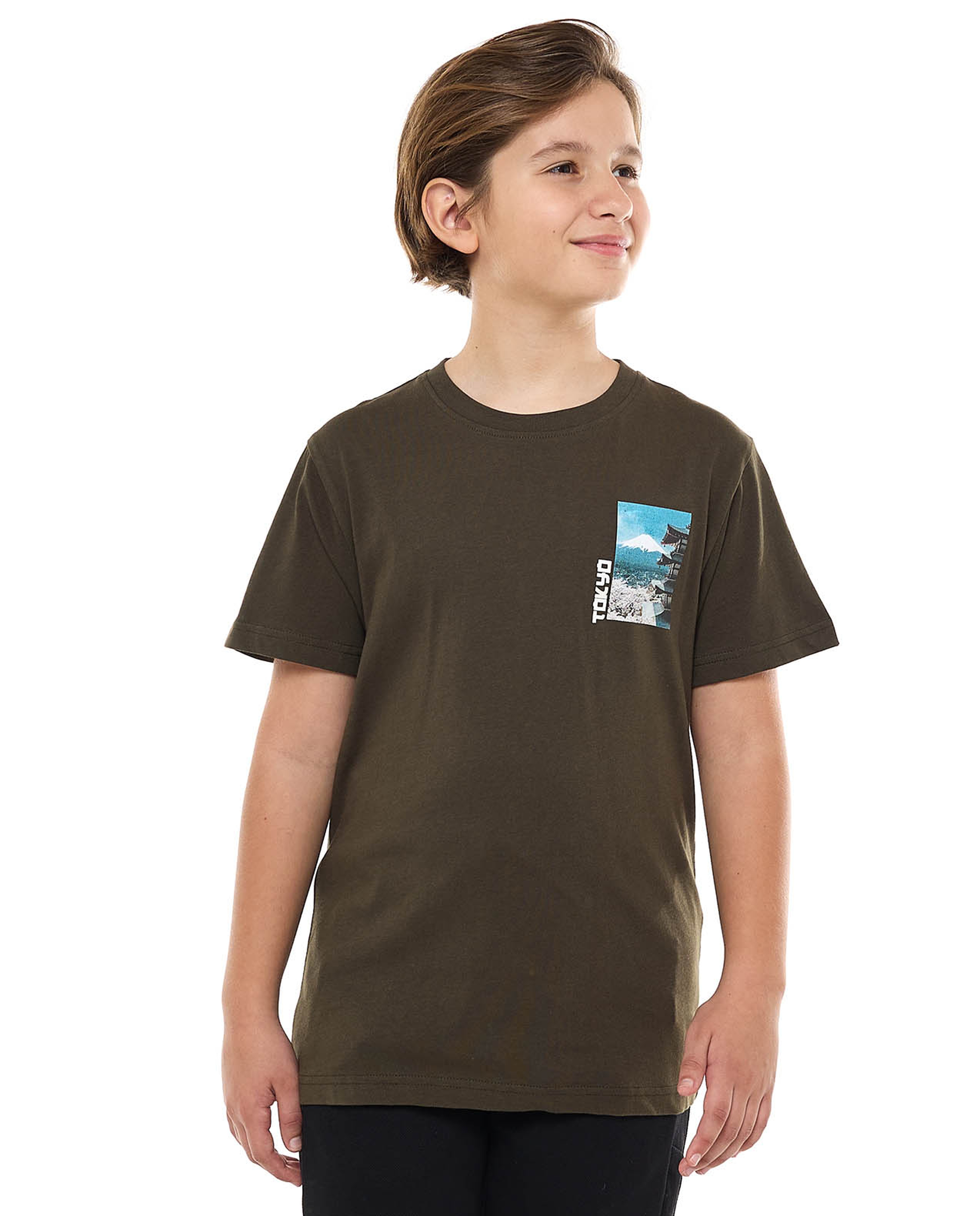 Back Printed T-Shirt with Crew Neck and Short Sleeves