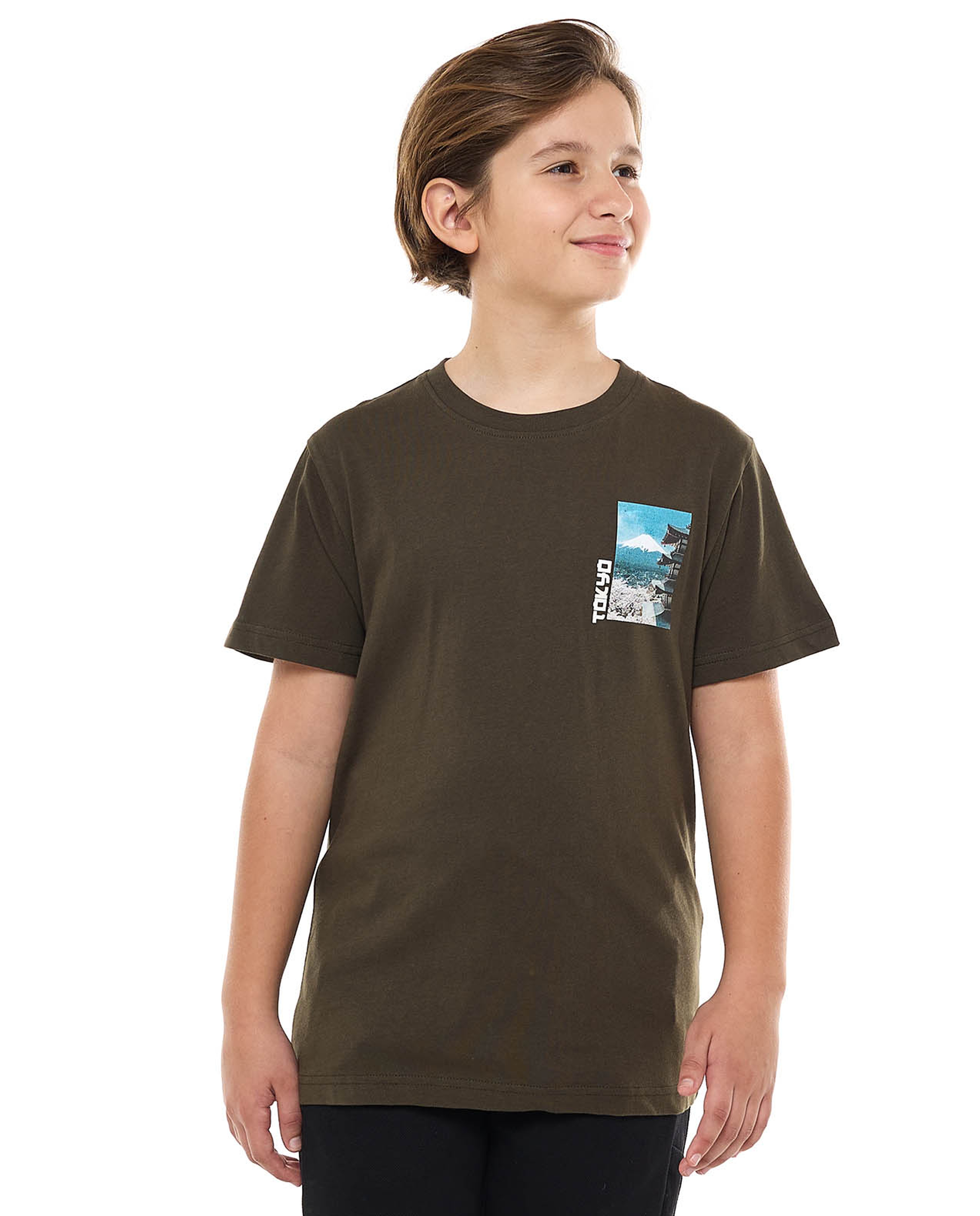 Back Printed T-Shirt with Crew Neck and Short Sleeves