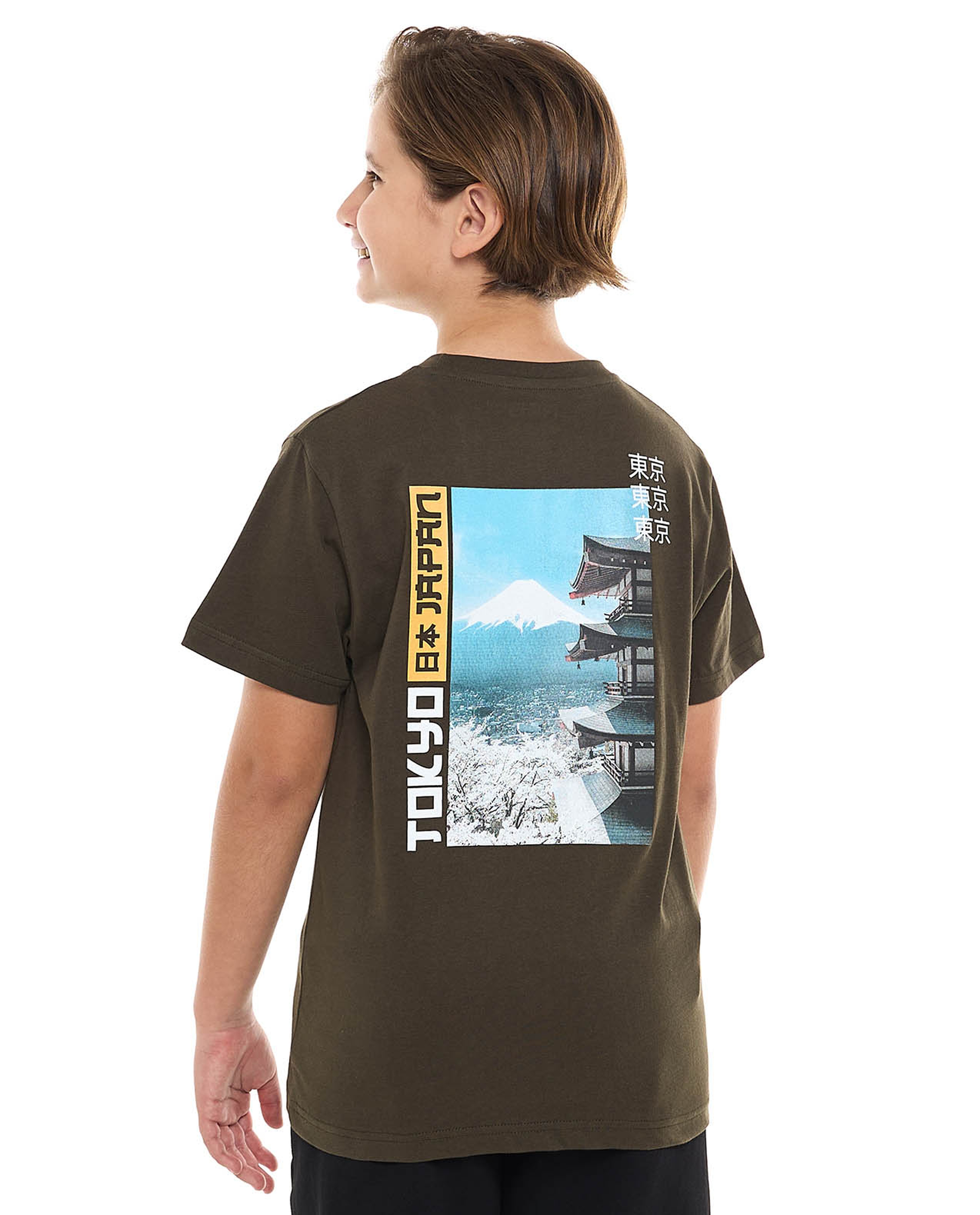 Back Printed T-Shirt with Crew Neck and Short Sleeves