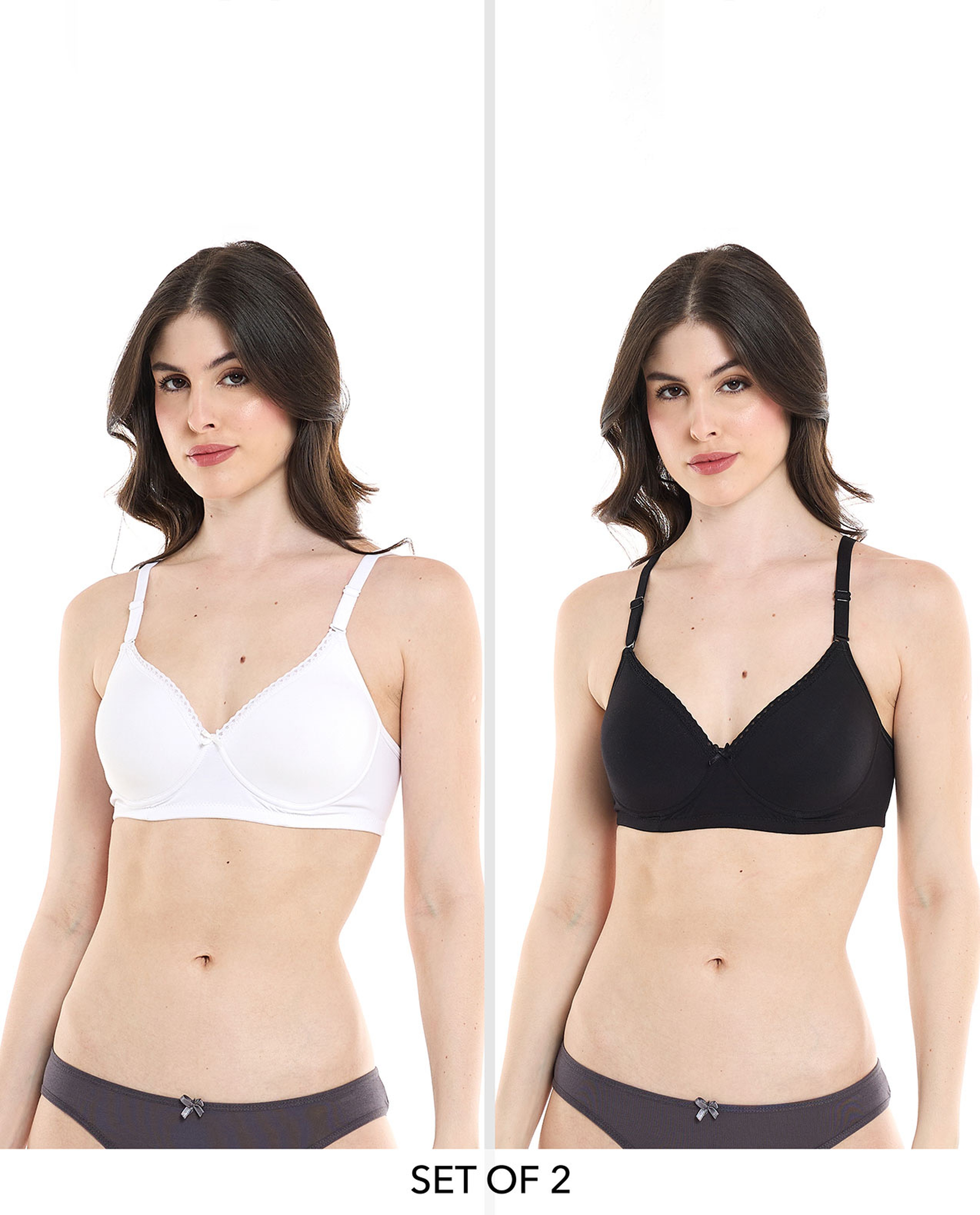 Pack of 2 Lace Trim T-Shirt Bras