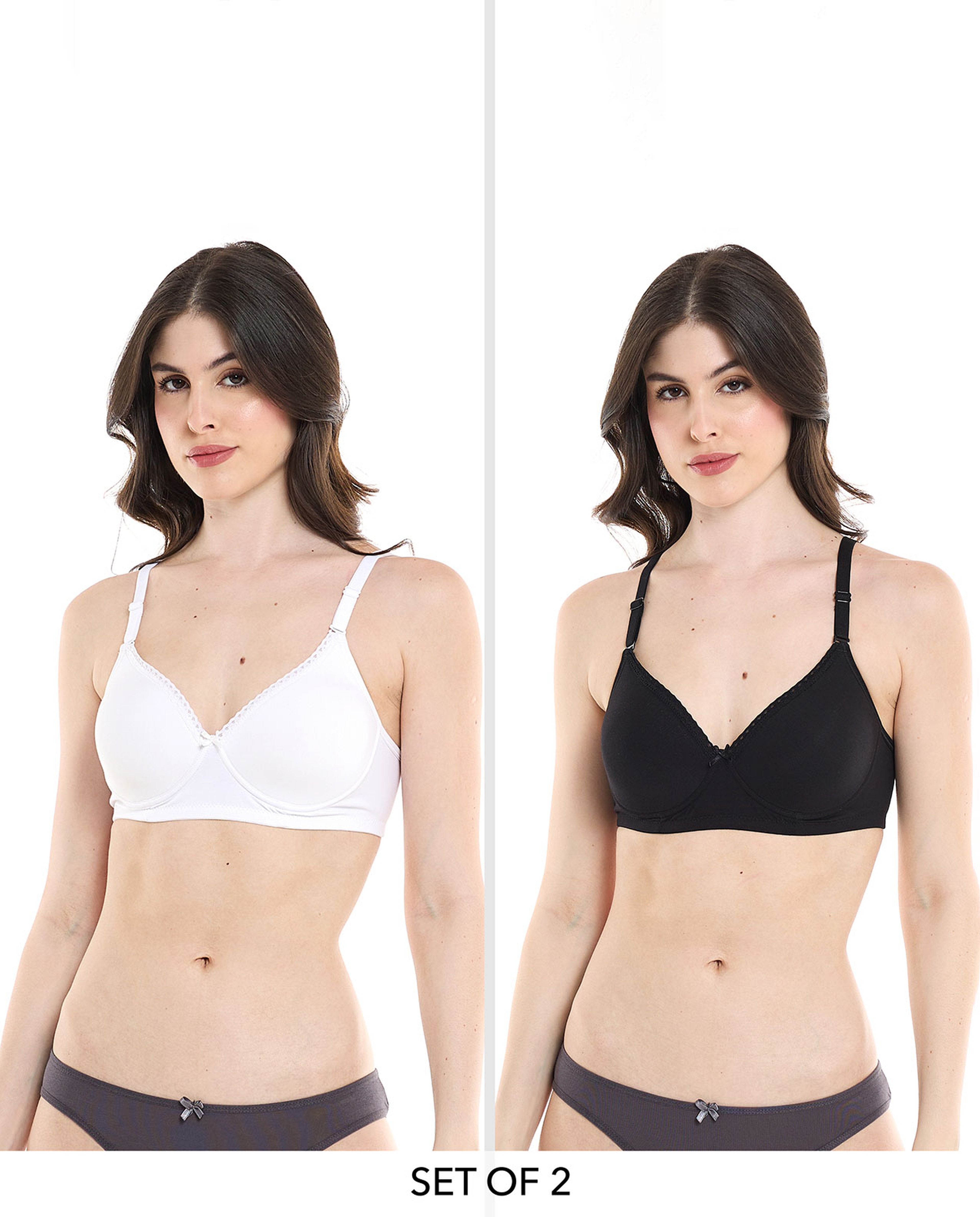 Pack of 2 Lace Trim T-Shirt Bras