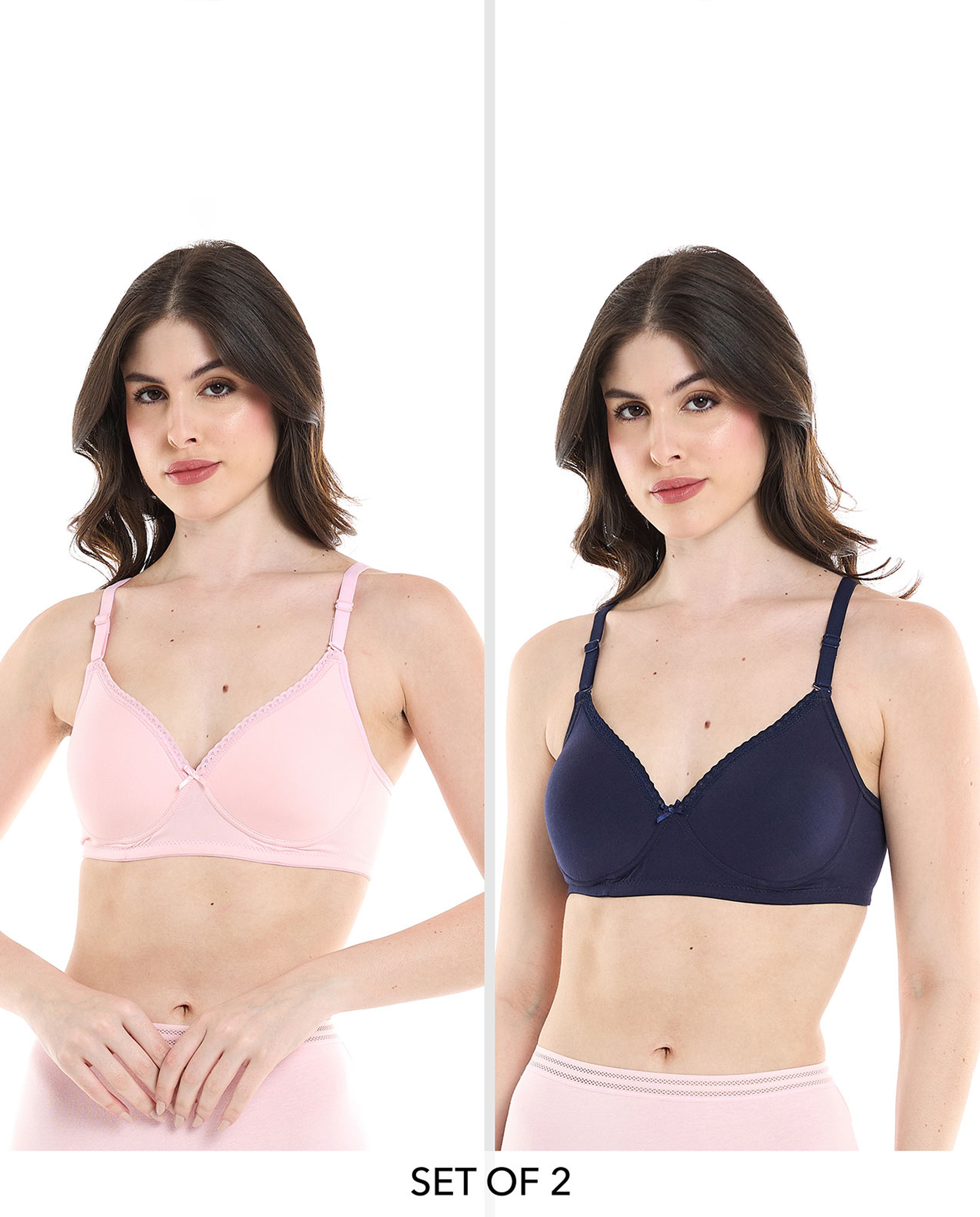 Pack of 2 Lace Trim T-Shirt Bras