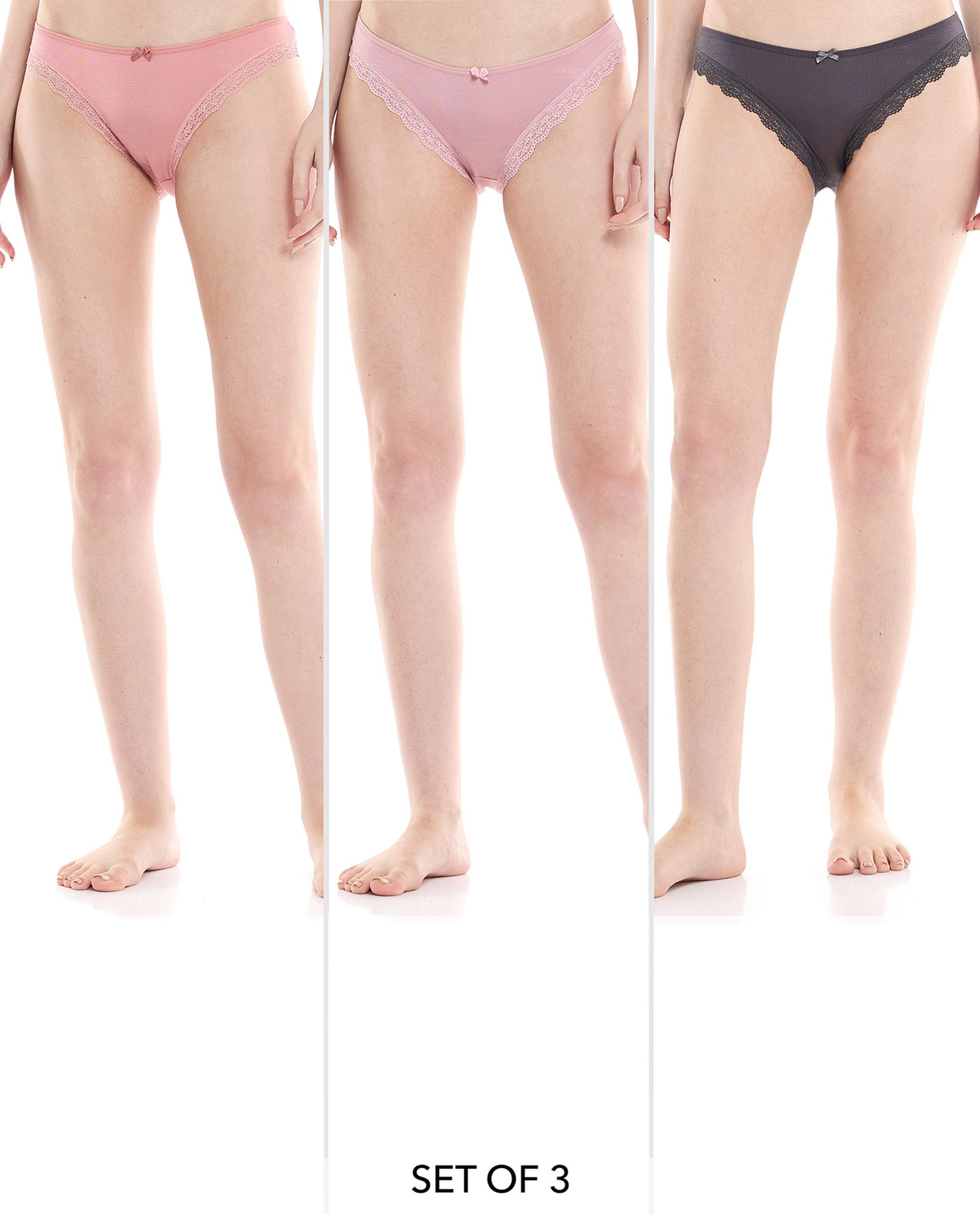 Pack of 3 Lace Trim Brazilian Briefs