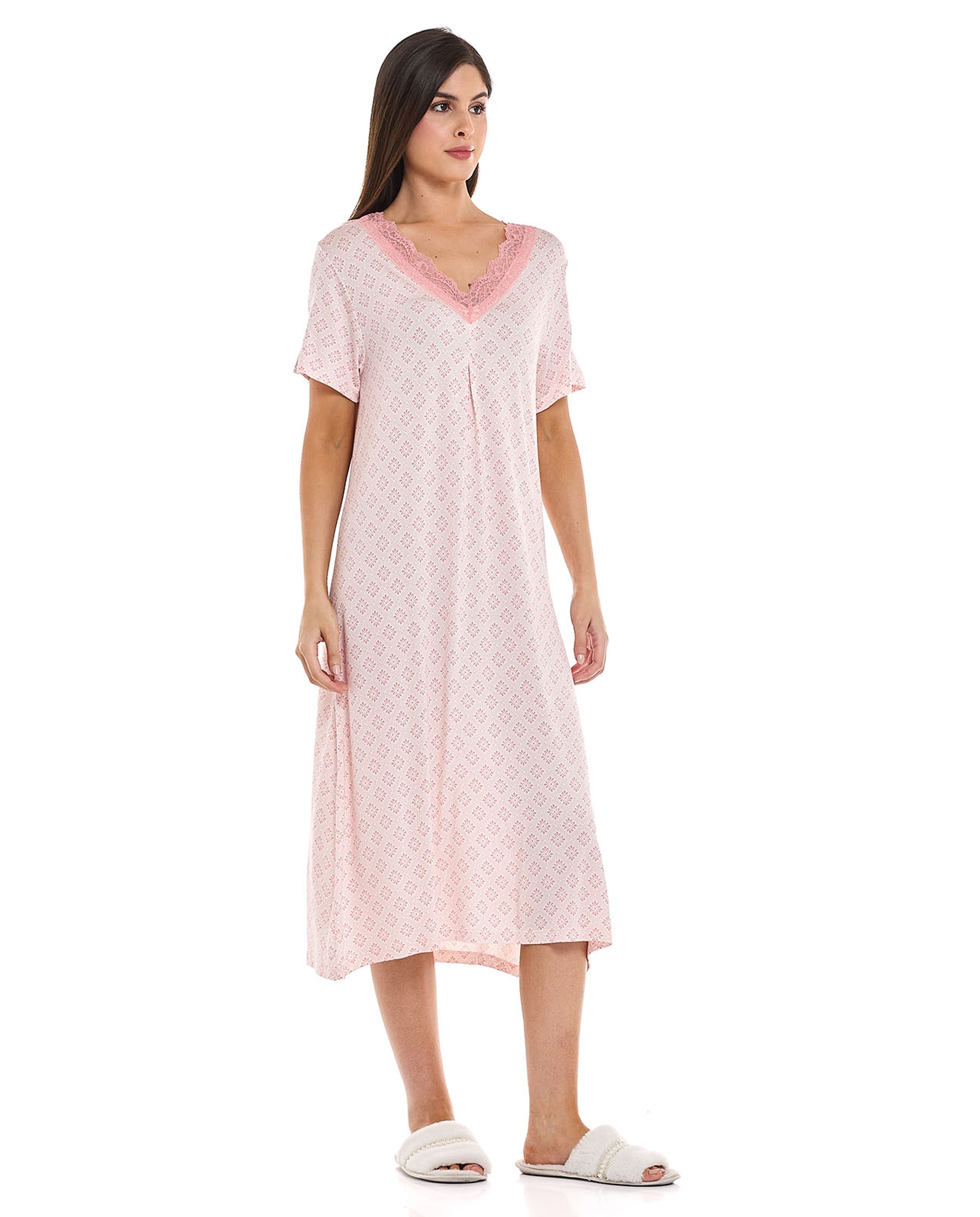 Printed V-Neck Nightdress