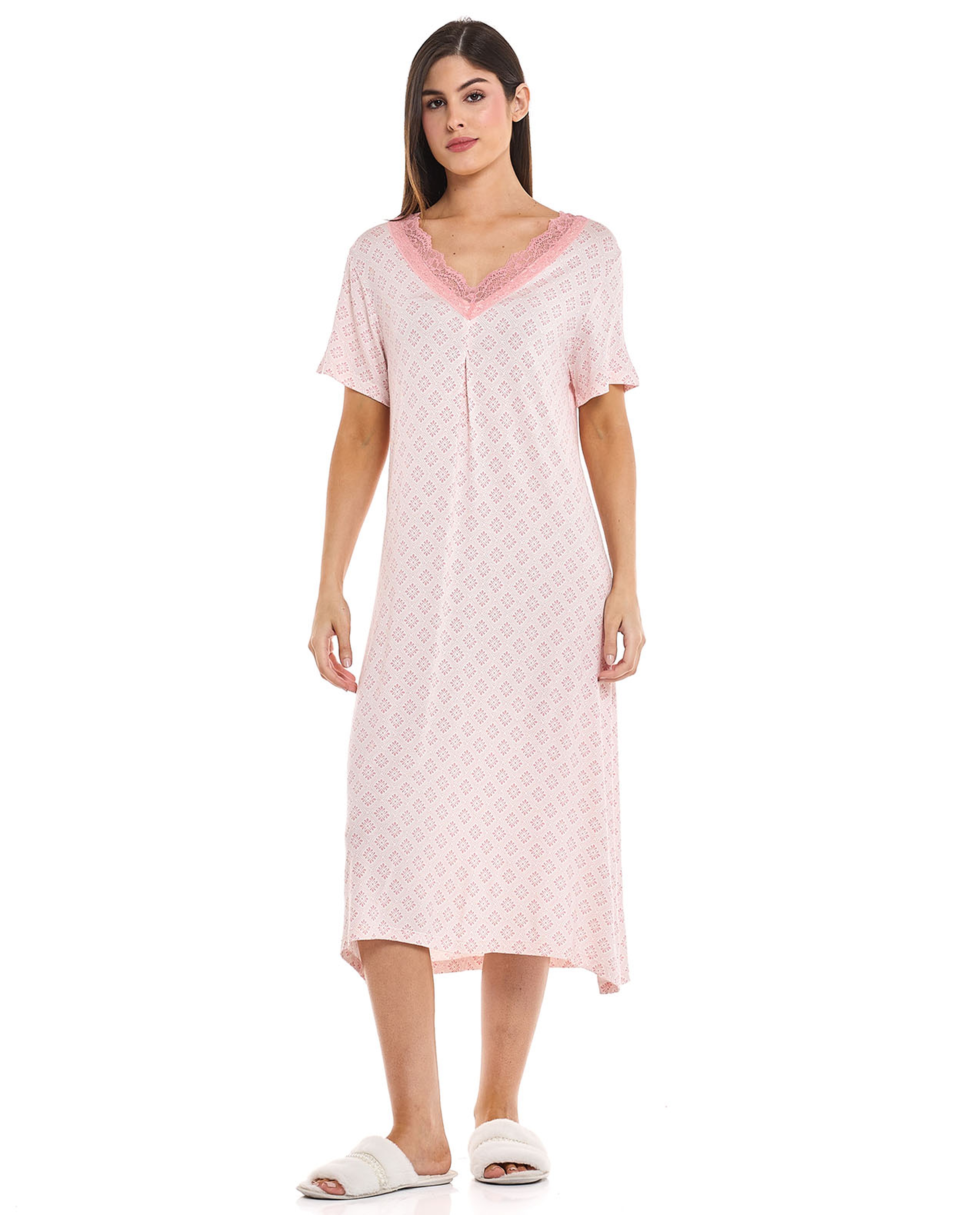 Printed V-Neck Nightdress