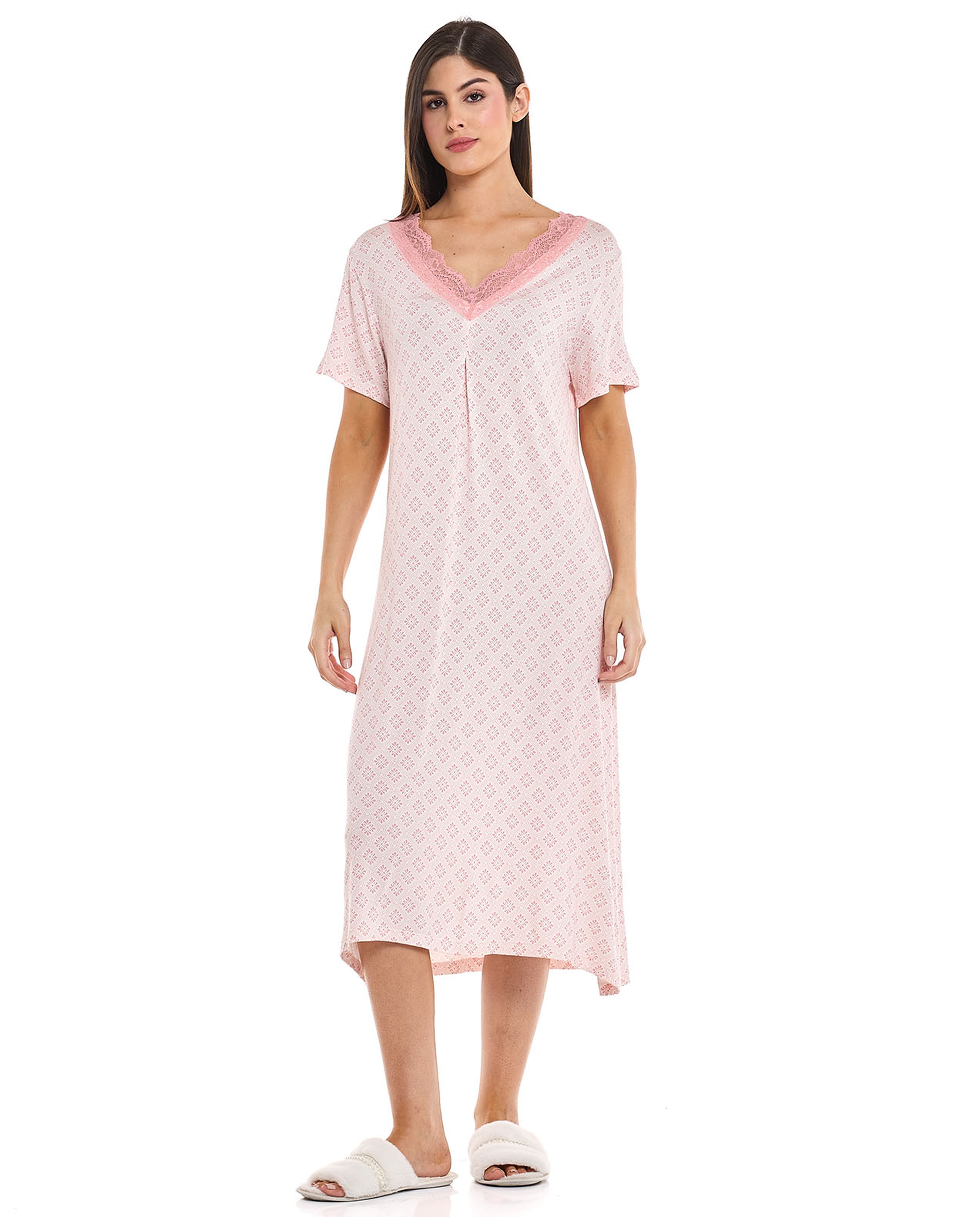 Printed V-Neck Nightdress