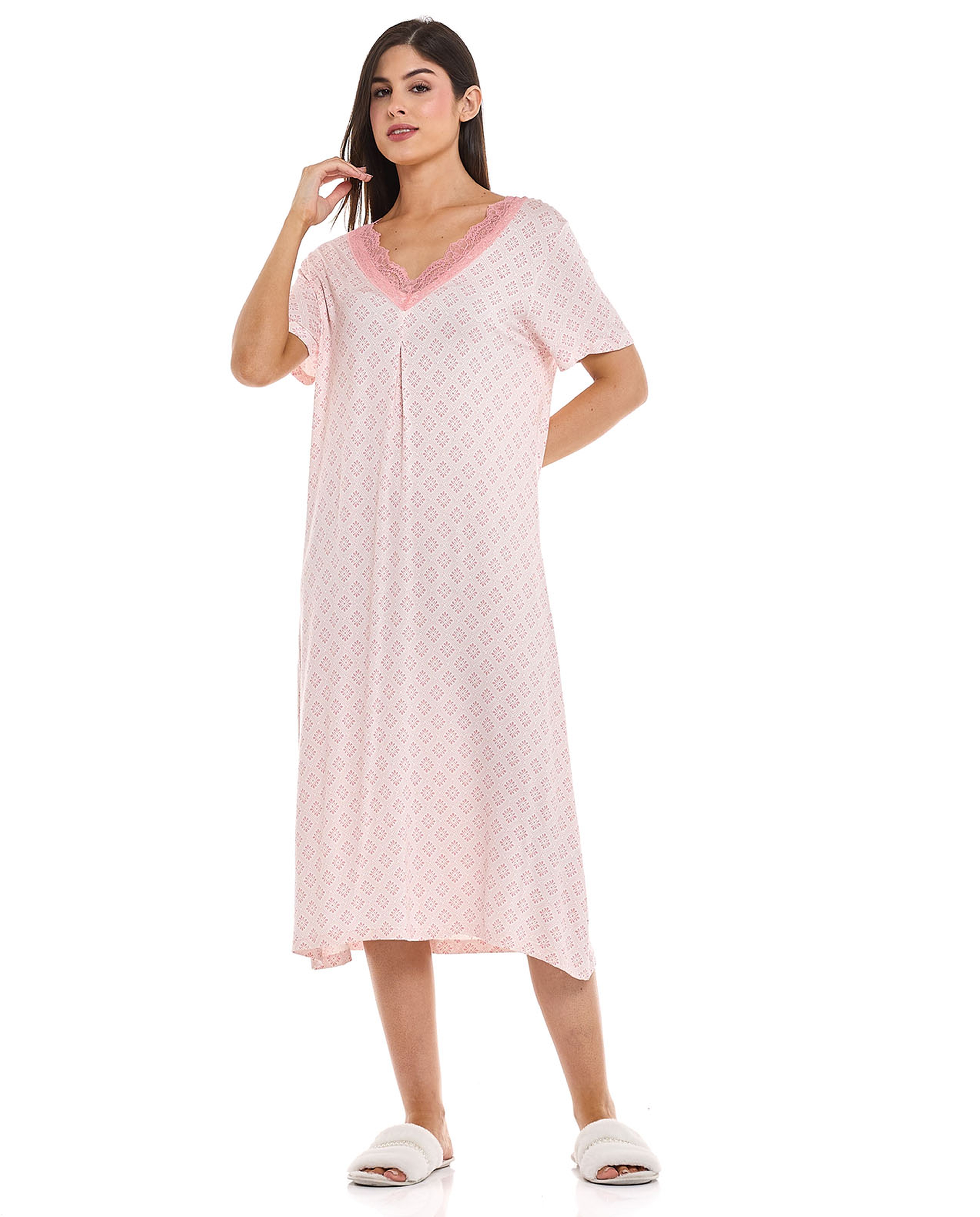 Printed V-Neck Nightdress