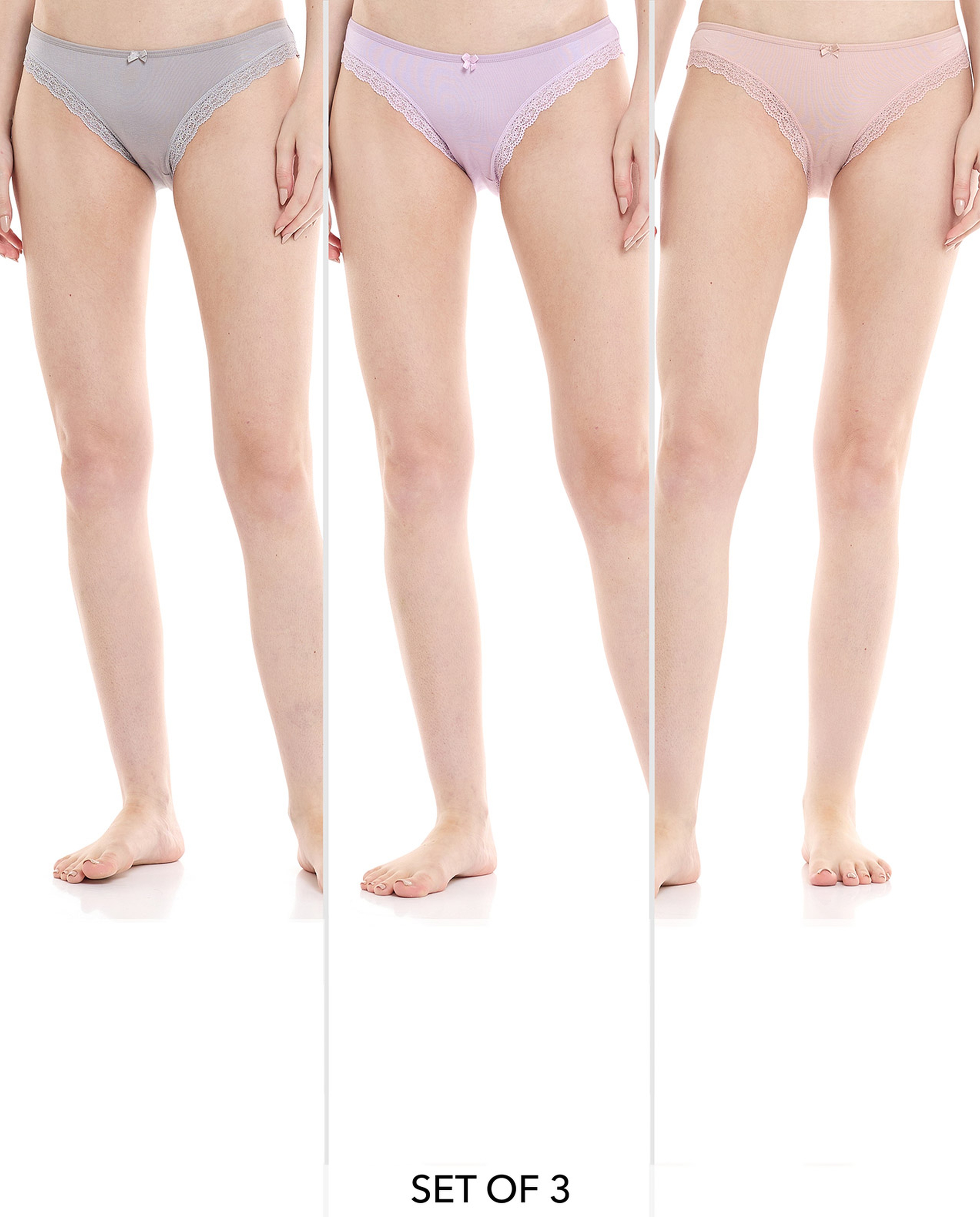 Pack of 3 Lace Trim Brazilian Briefs