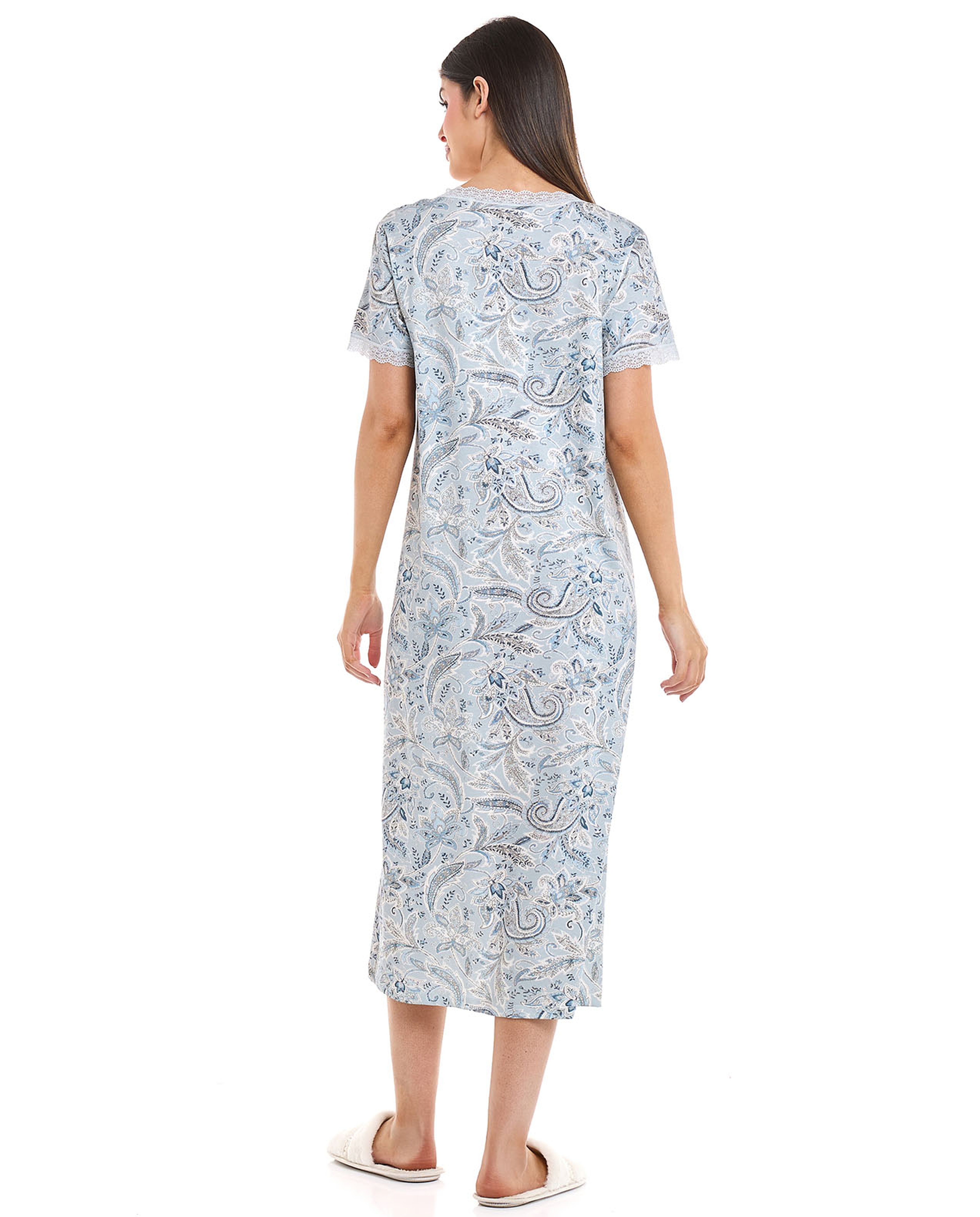 Printed Nightdress with Short Sleeves