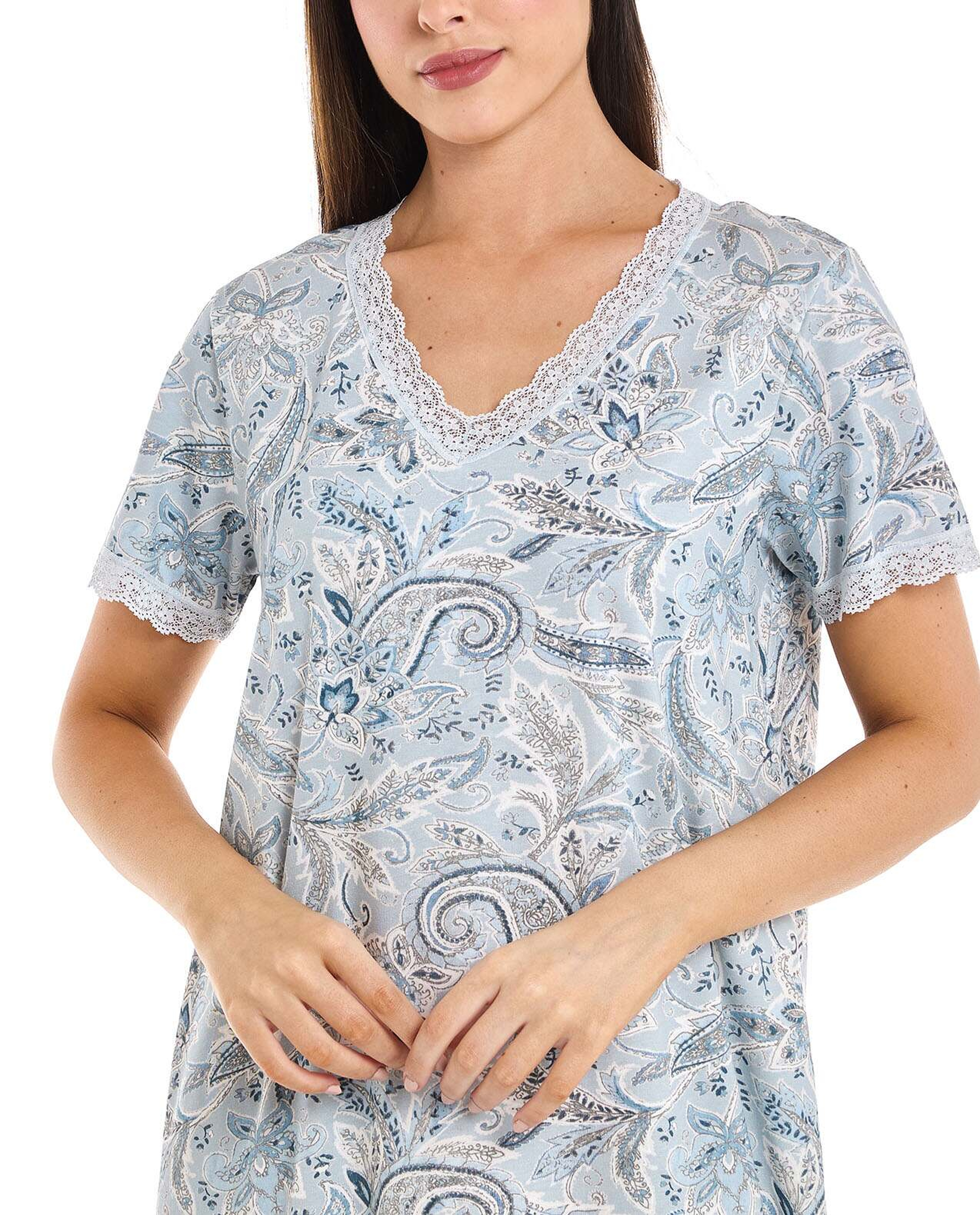 Printed Nightdress with Short Sleeves