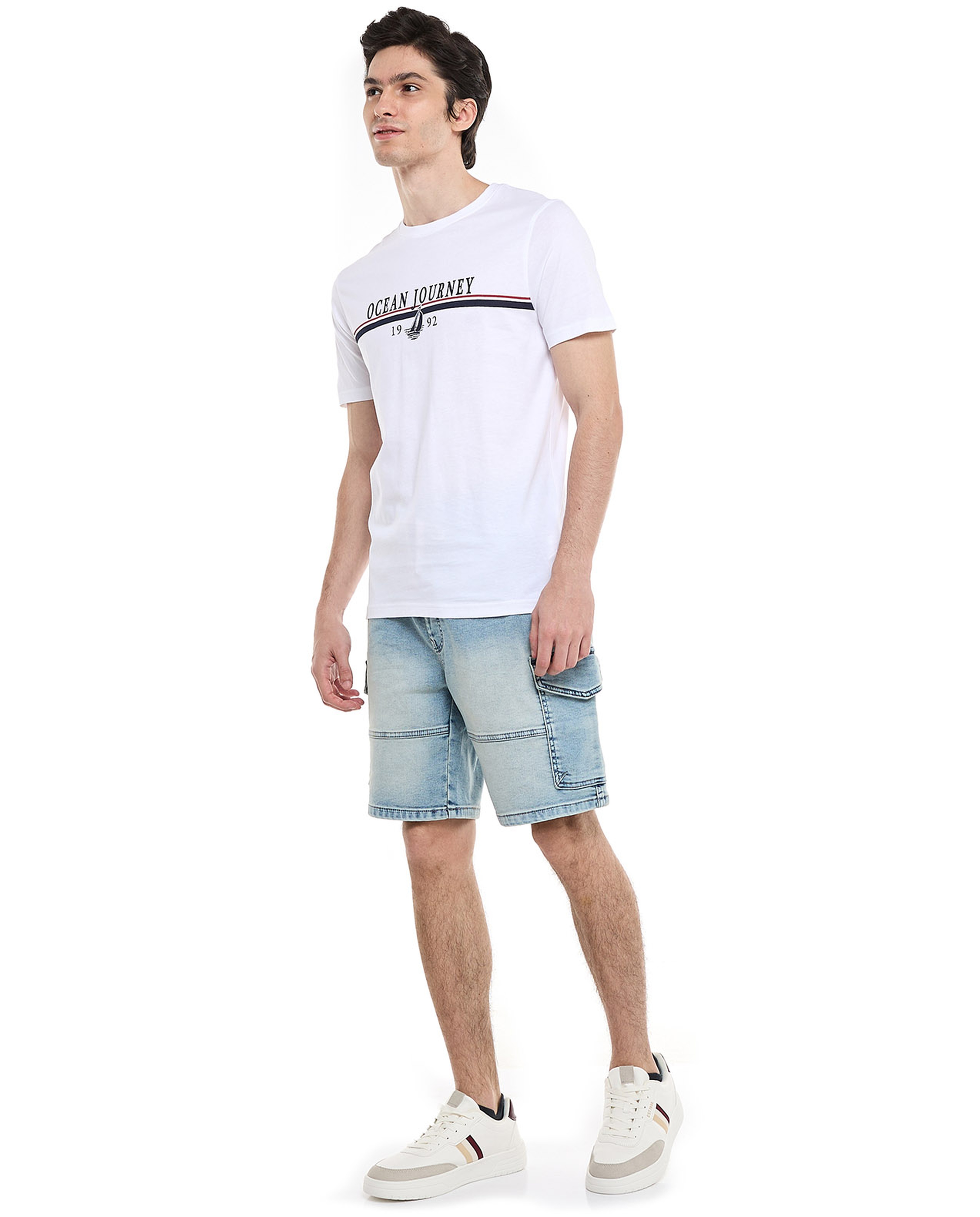 Printed T-Shirt with Crew Neck and Short Sleeves