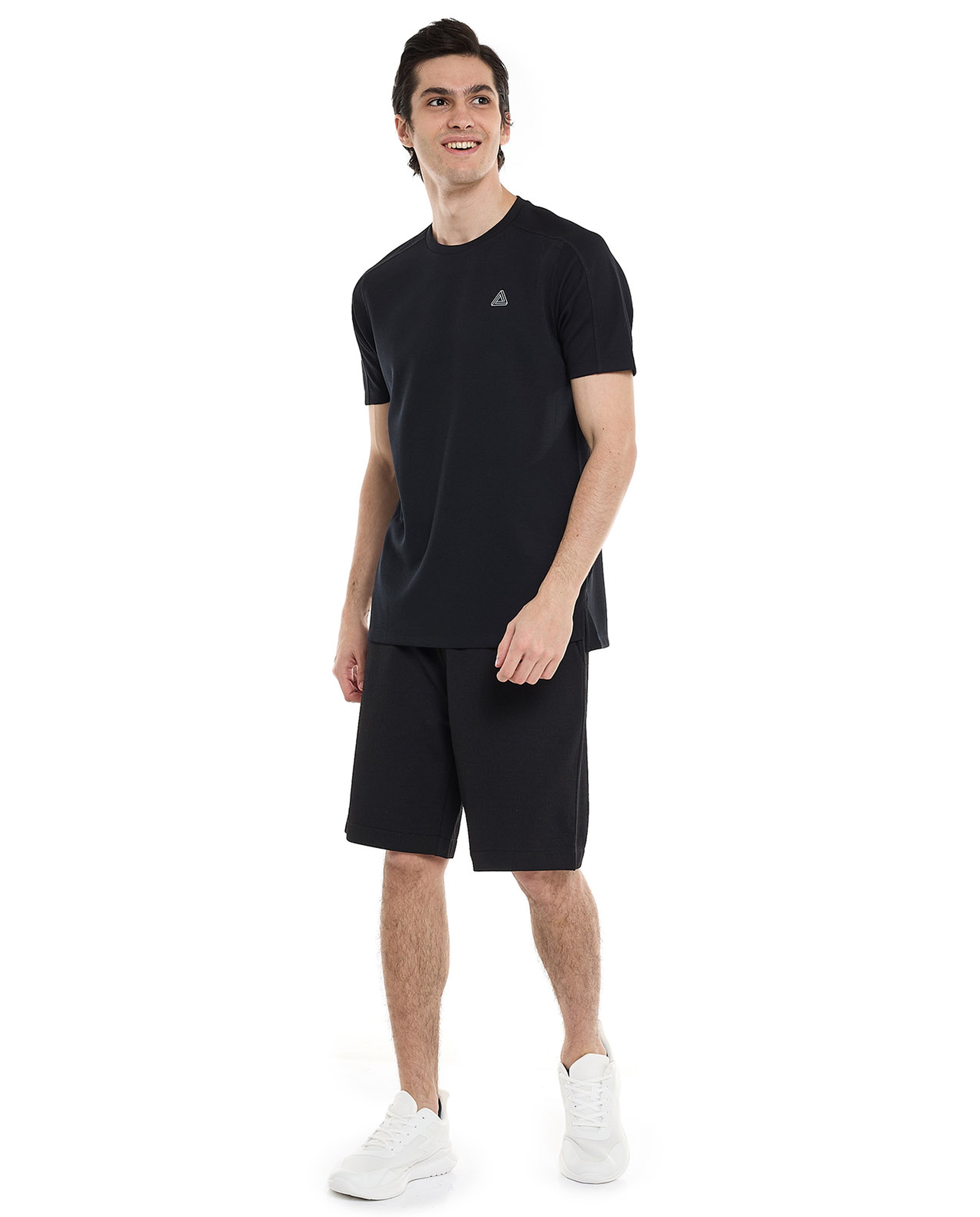 Logo Detail Active T-Shirt with Crew Neck and Short Sleeves