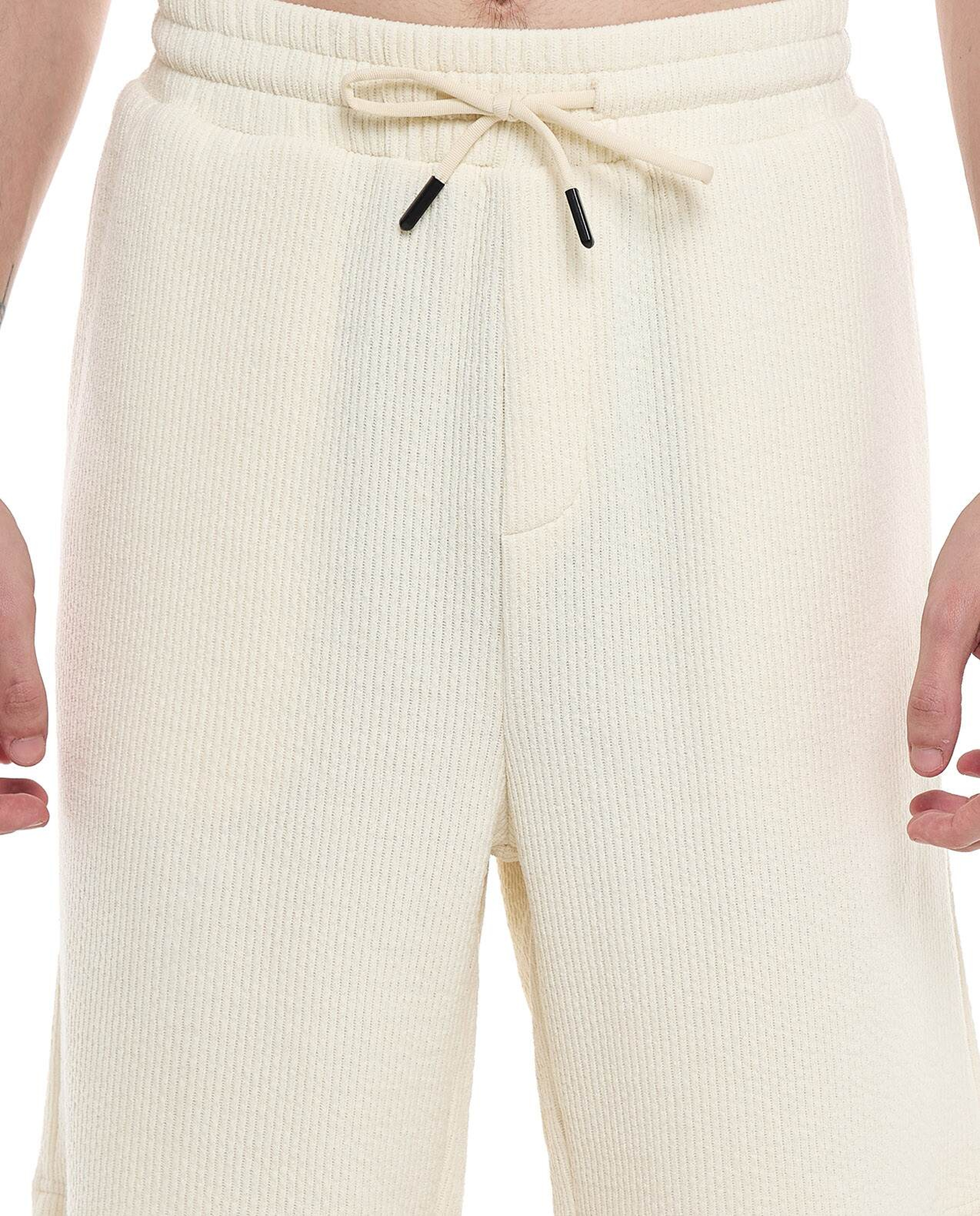 Textured Shorts with Drawstring Closure