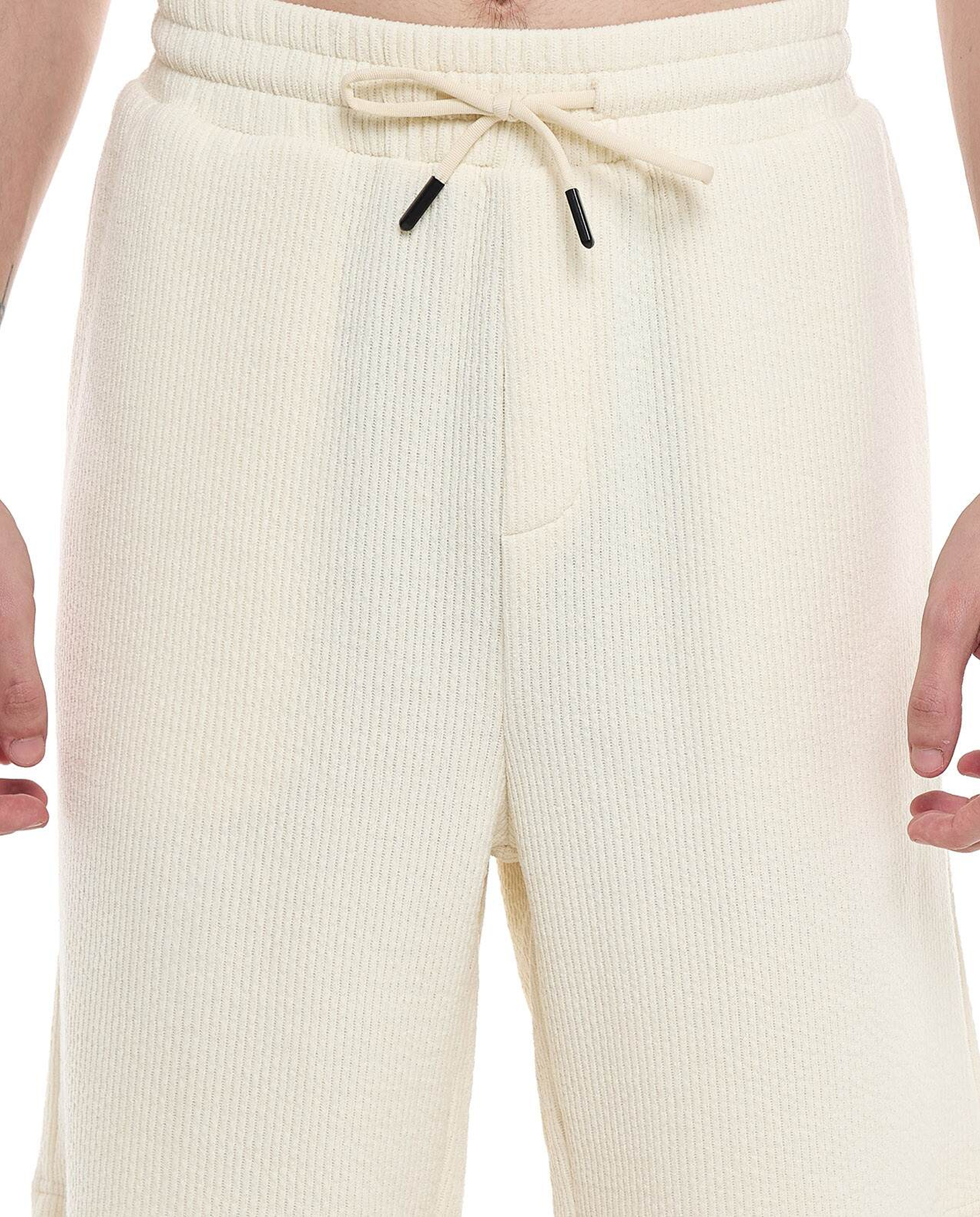 Textured Shorts with Drawstring Closure