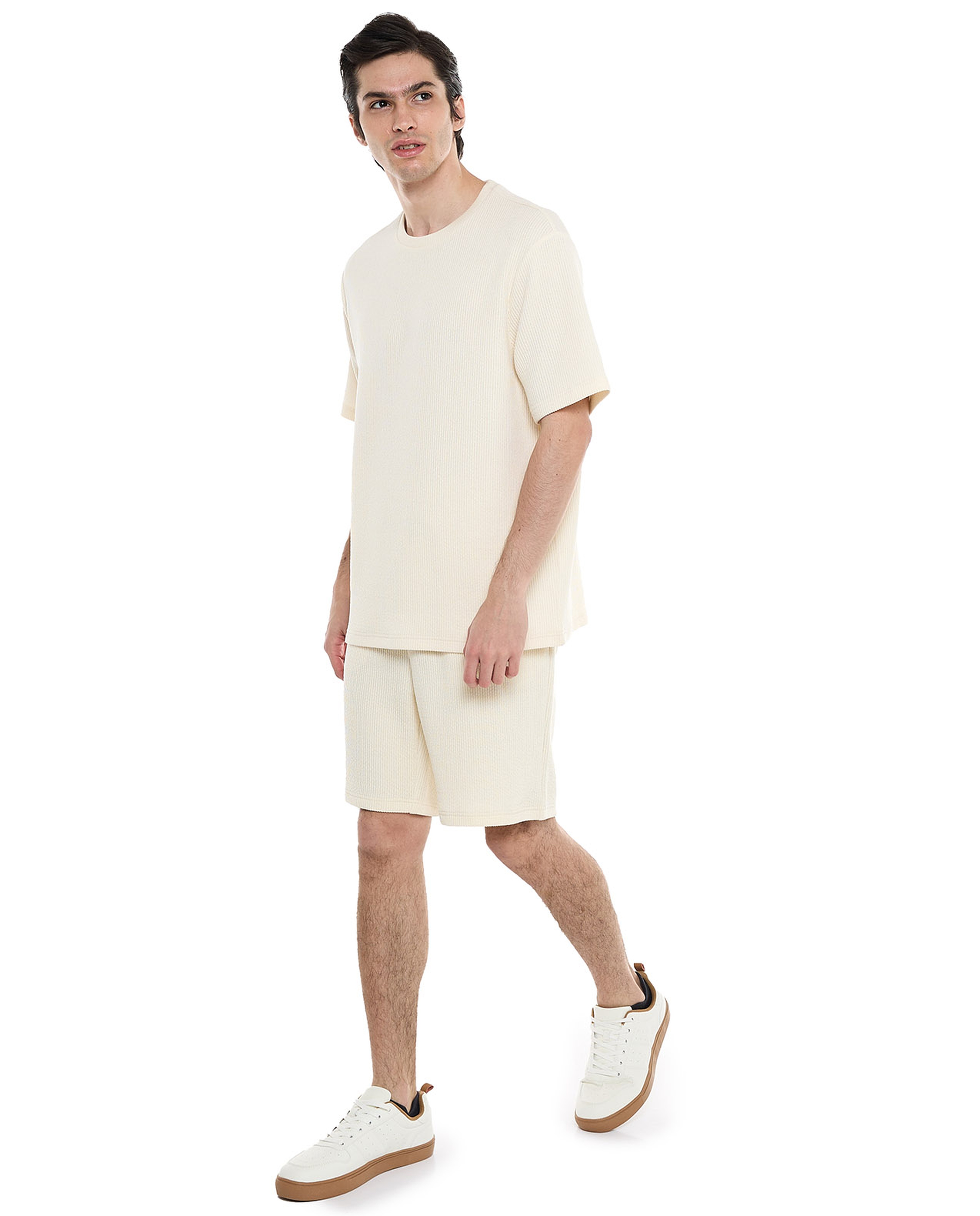 Textured Shorts with Drawstring Closure