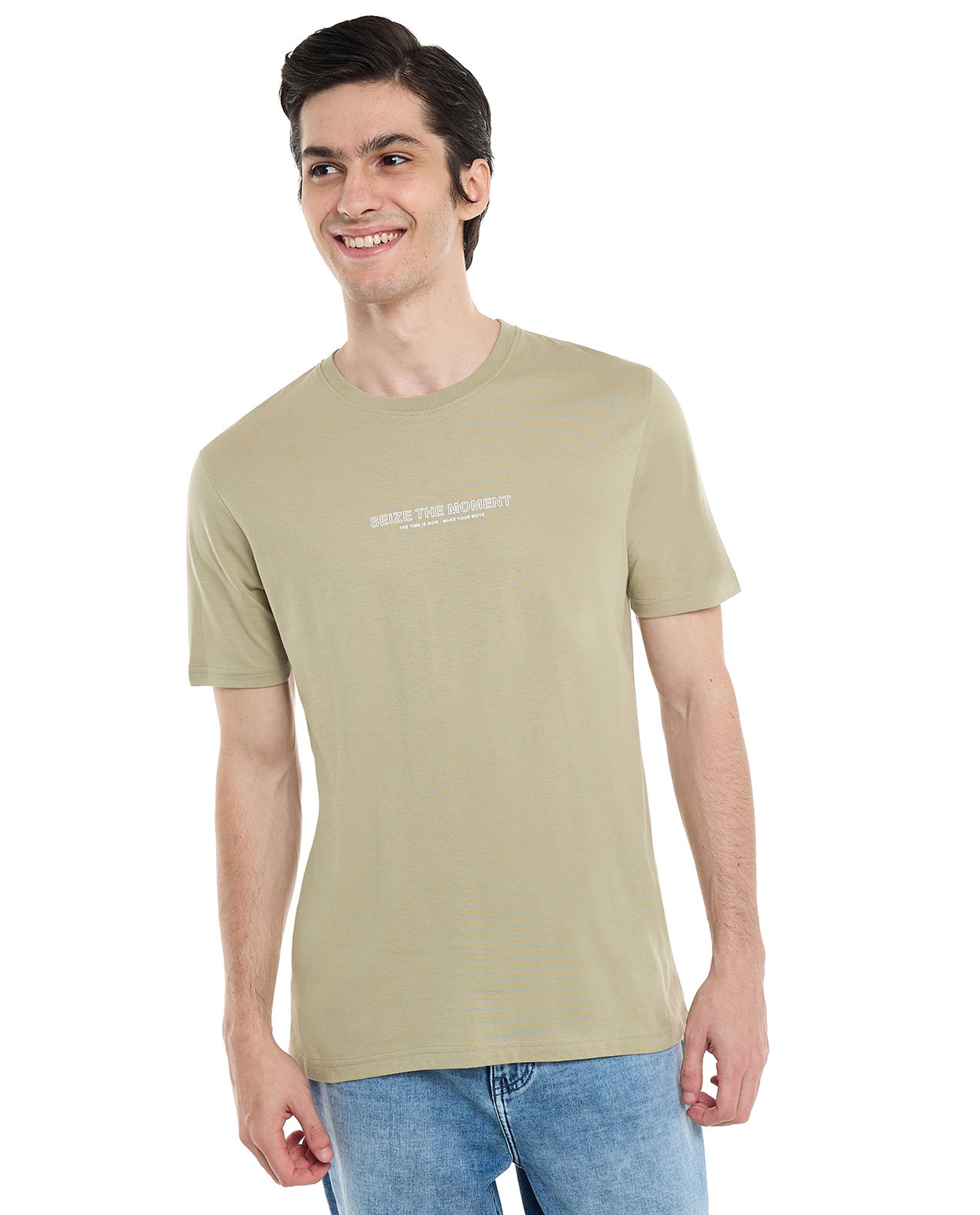 Printed T-Shirt with Crew Neck and Short Sleeves