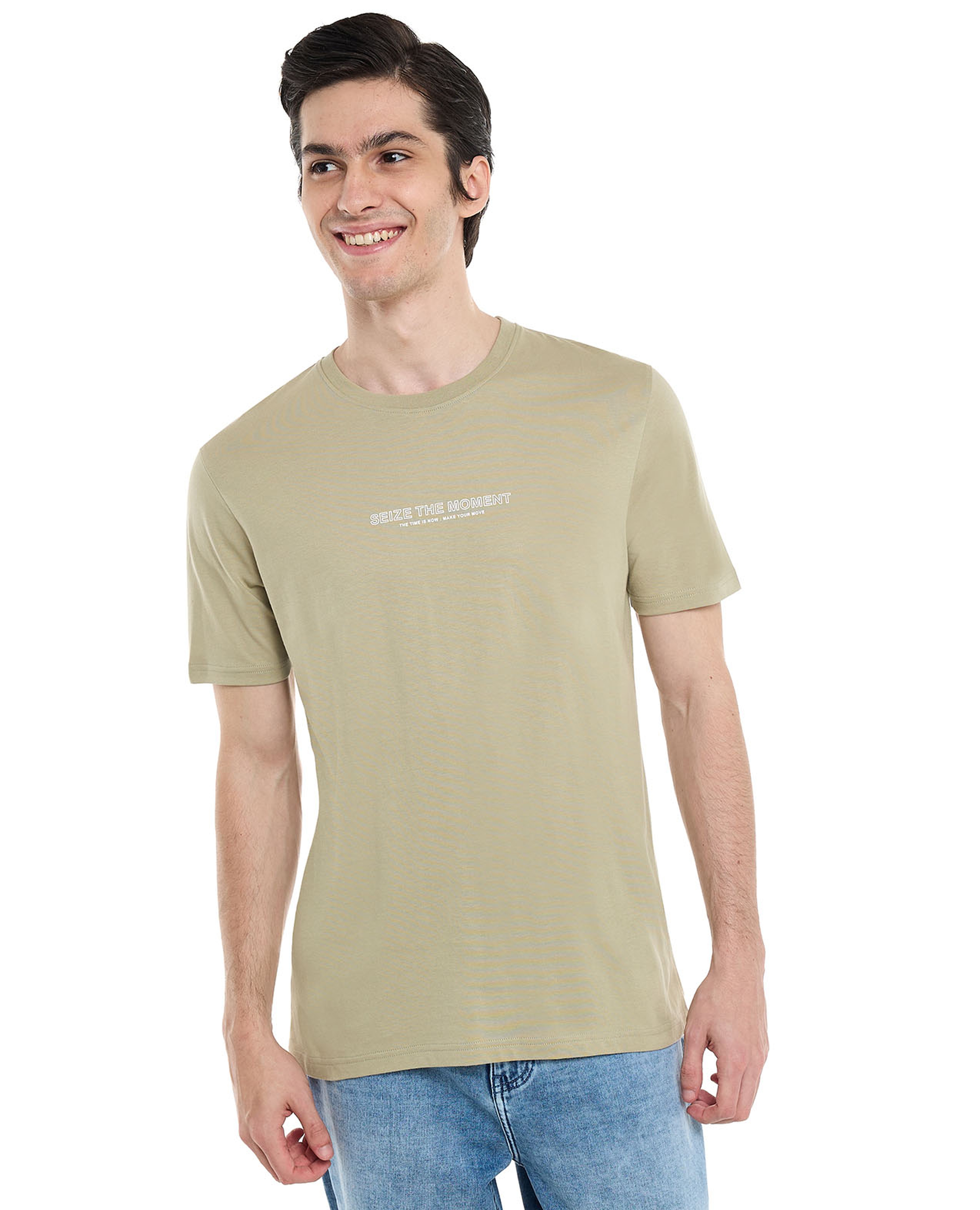 Printed T-Shirt with Crew Neck and Short Sleeves