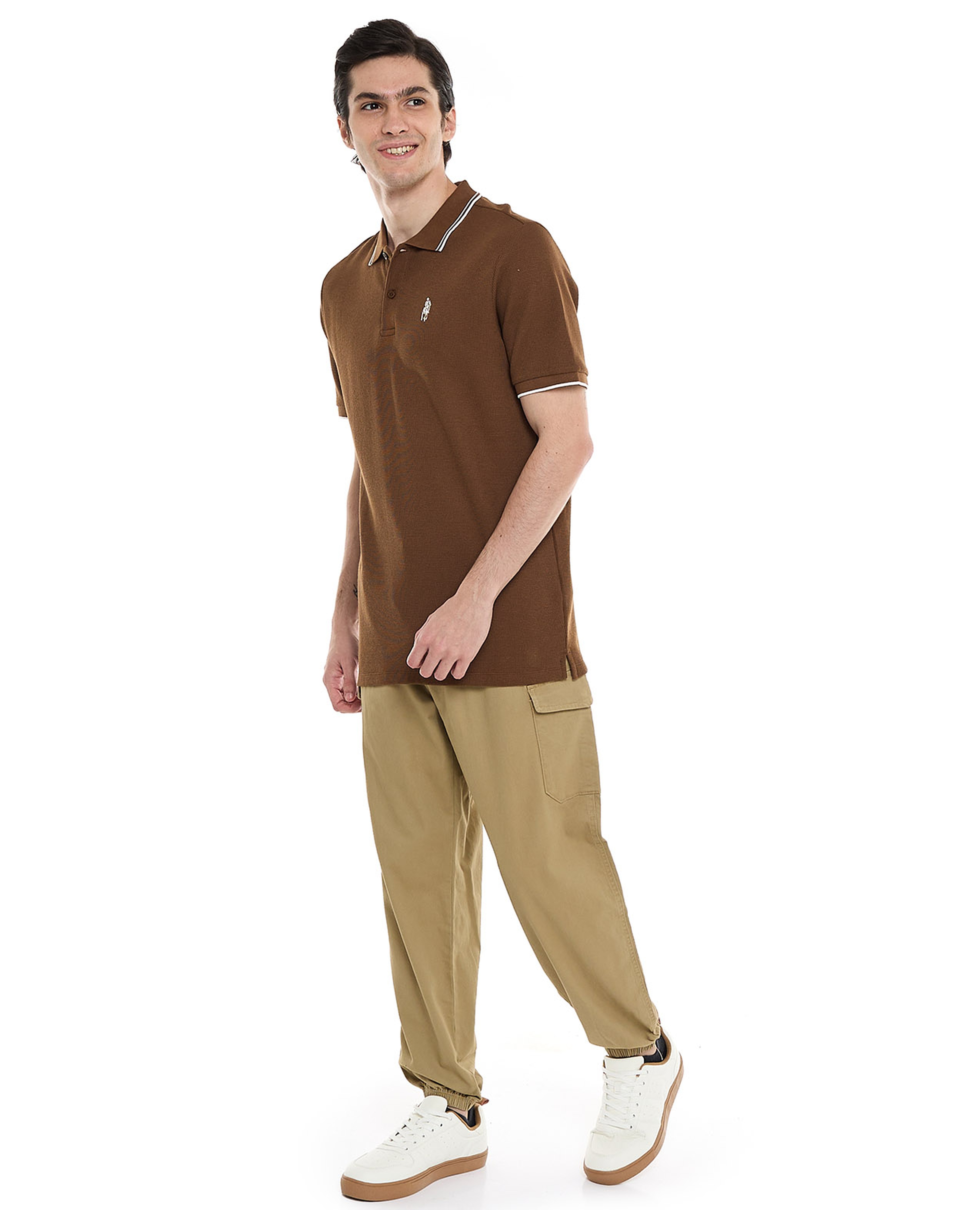 Solid Cargo Jogger Pants with Button Closure