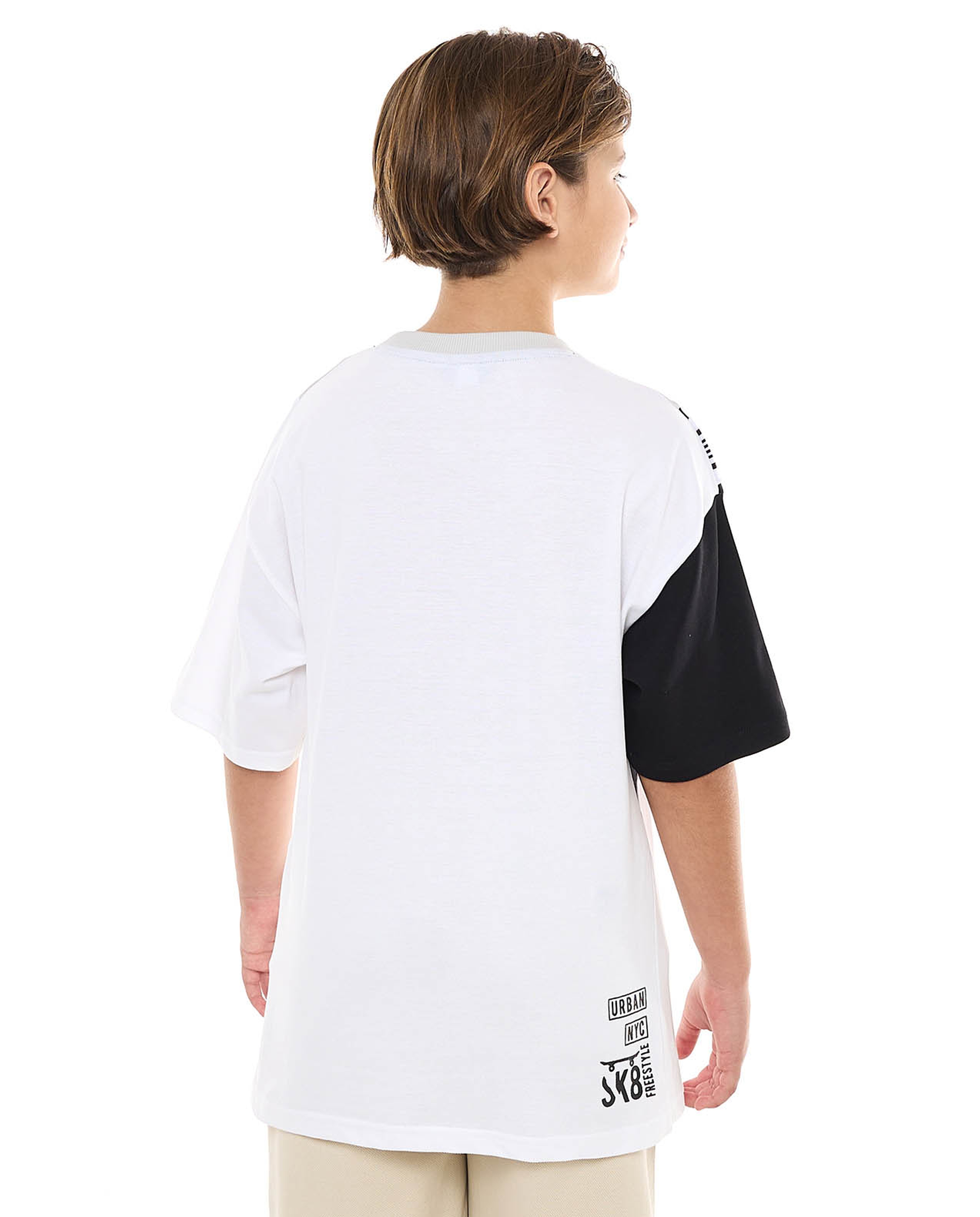 Color Block T-Shirt with Crew Neck and Short Sleeves