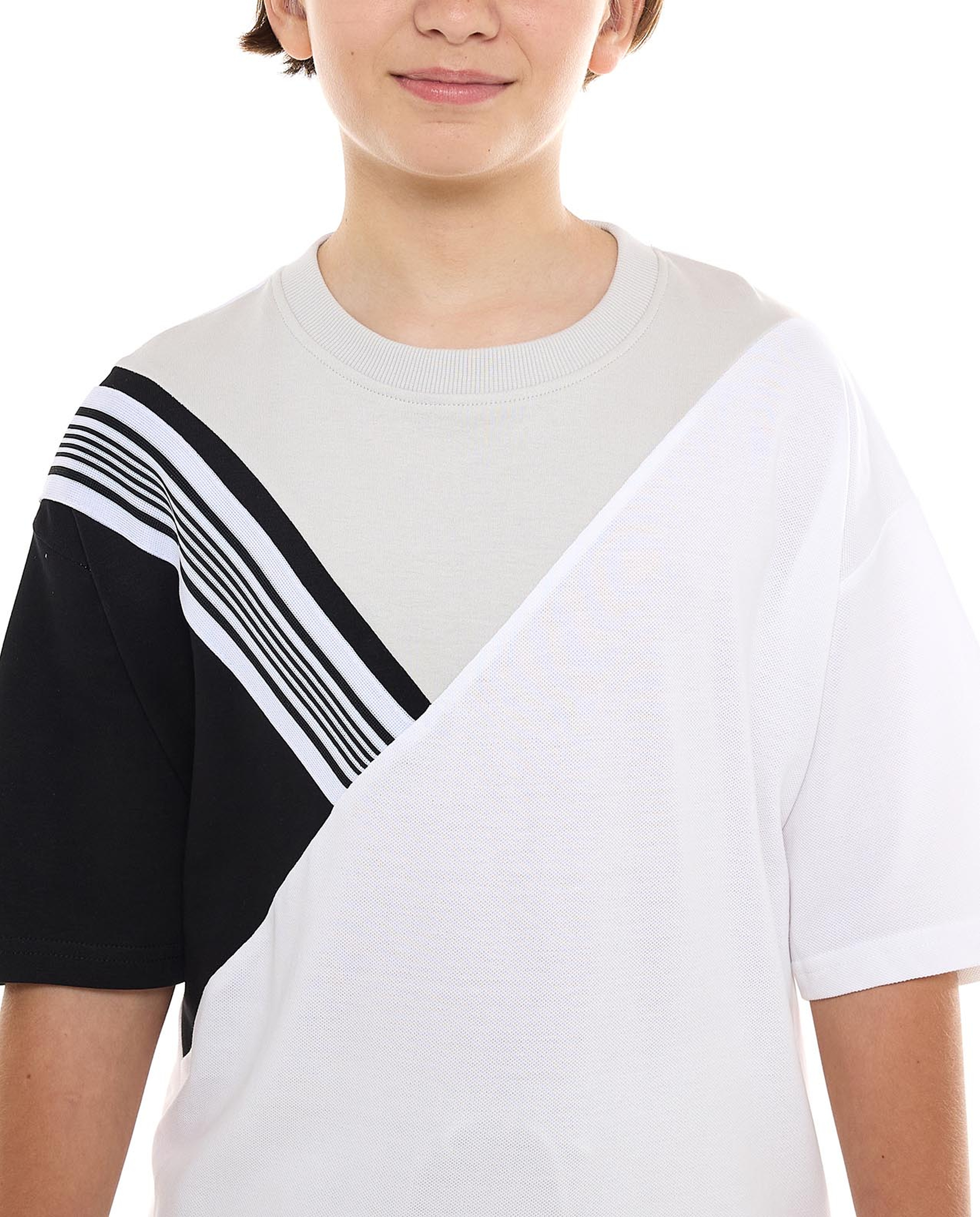 Color Block T-Shirt with Crew Neck and Short Sleeves