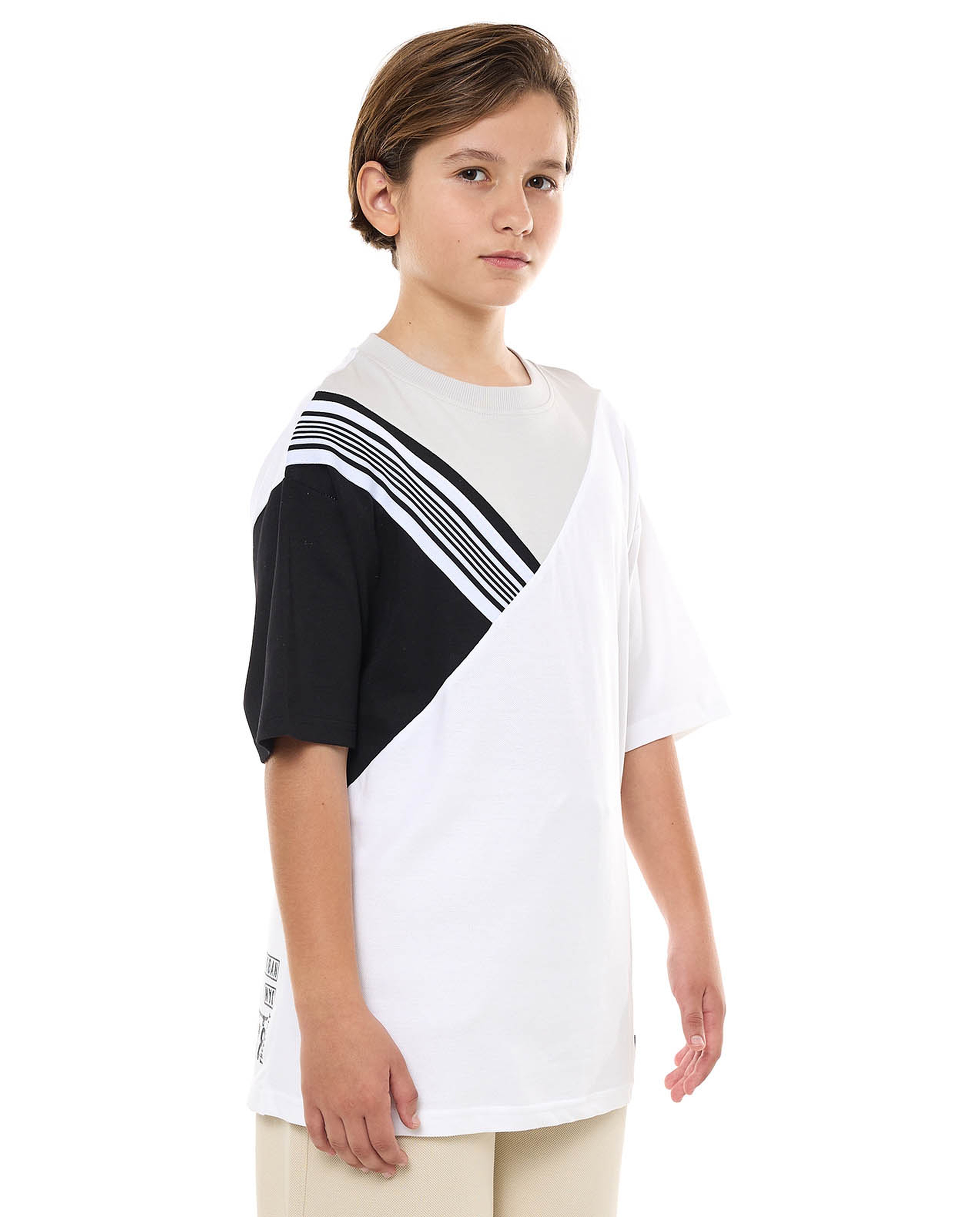 Color Block T-Shirt with Crew Neck and Short Sleeves