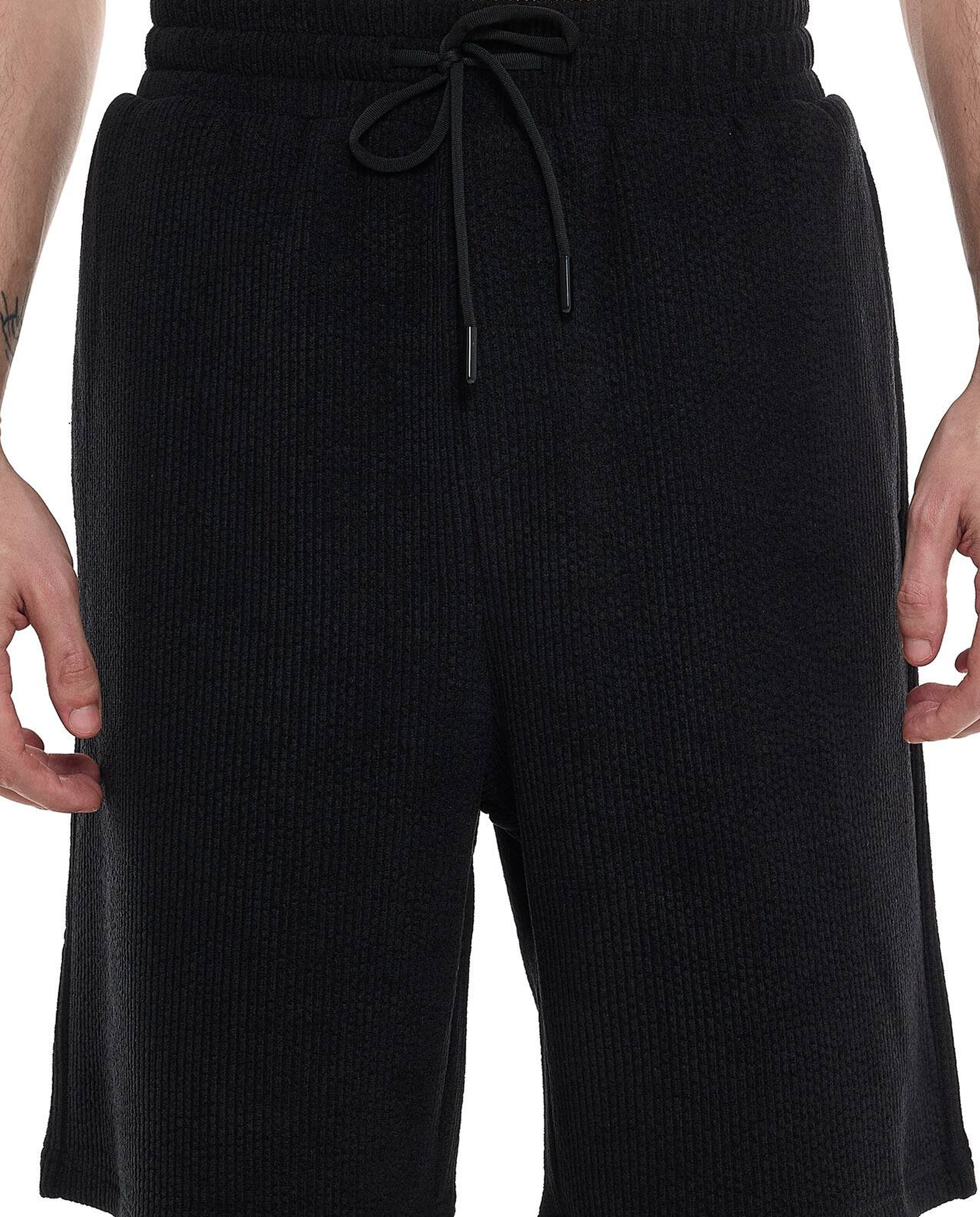 Textured Shorts with Drawstring Closure