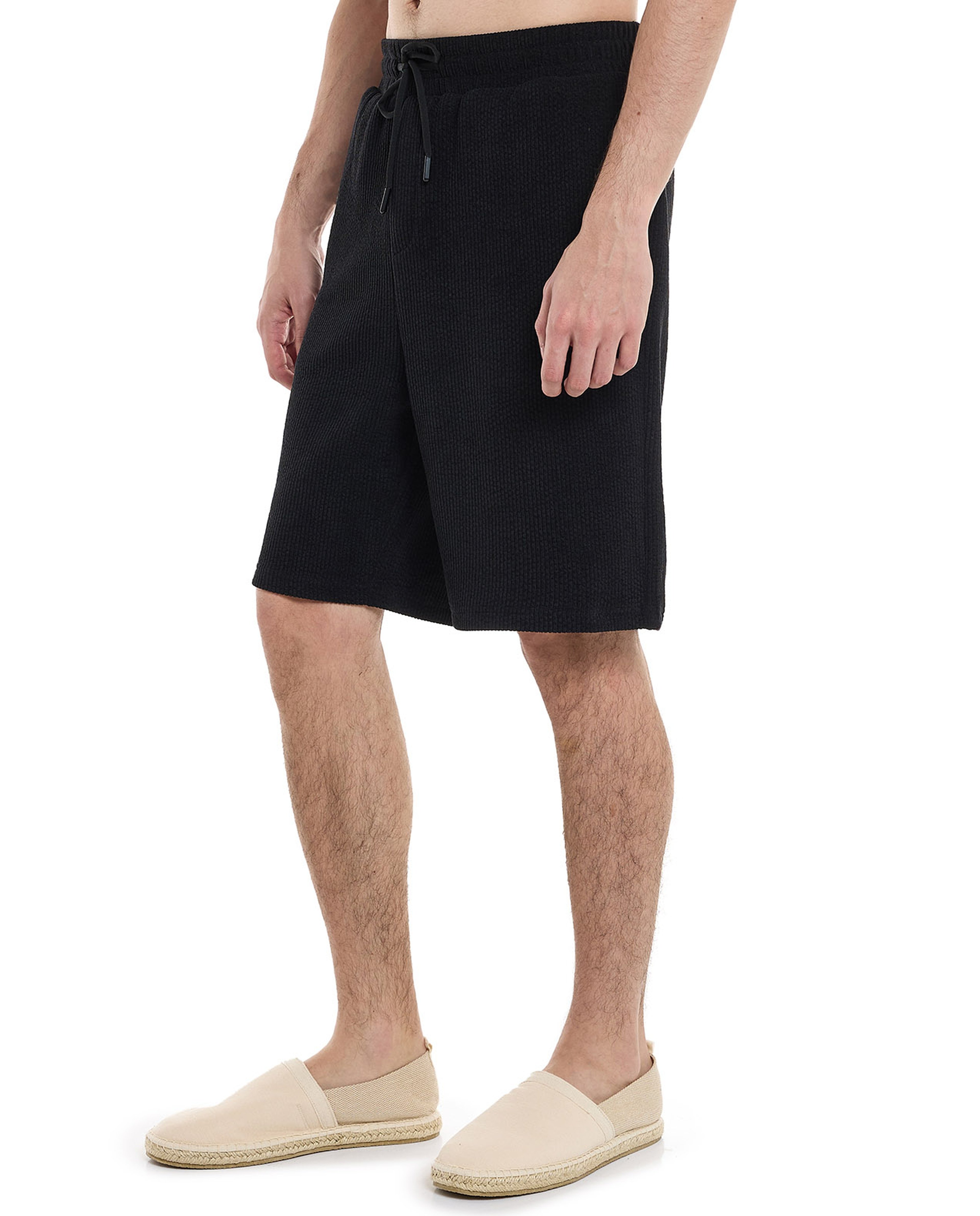 Textured Shorts with Drawstring Closure