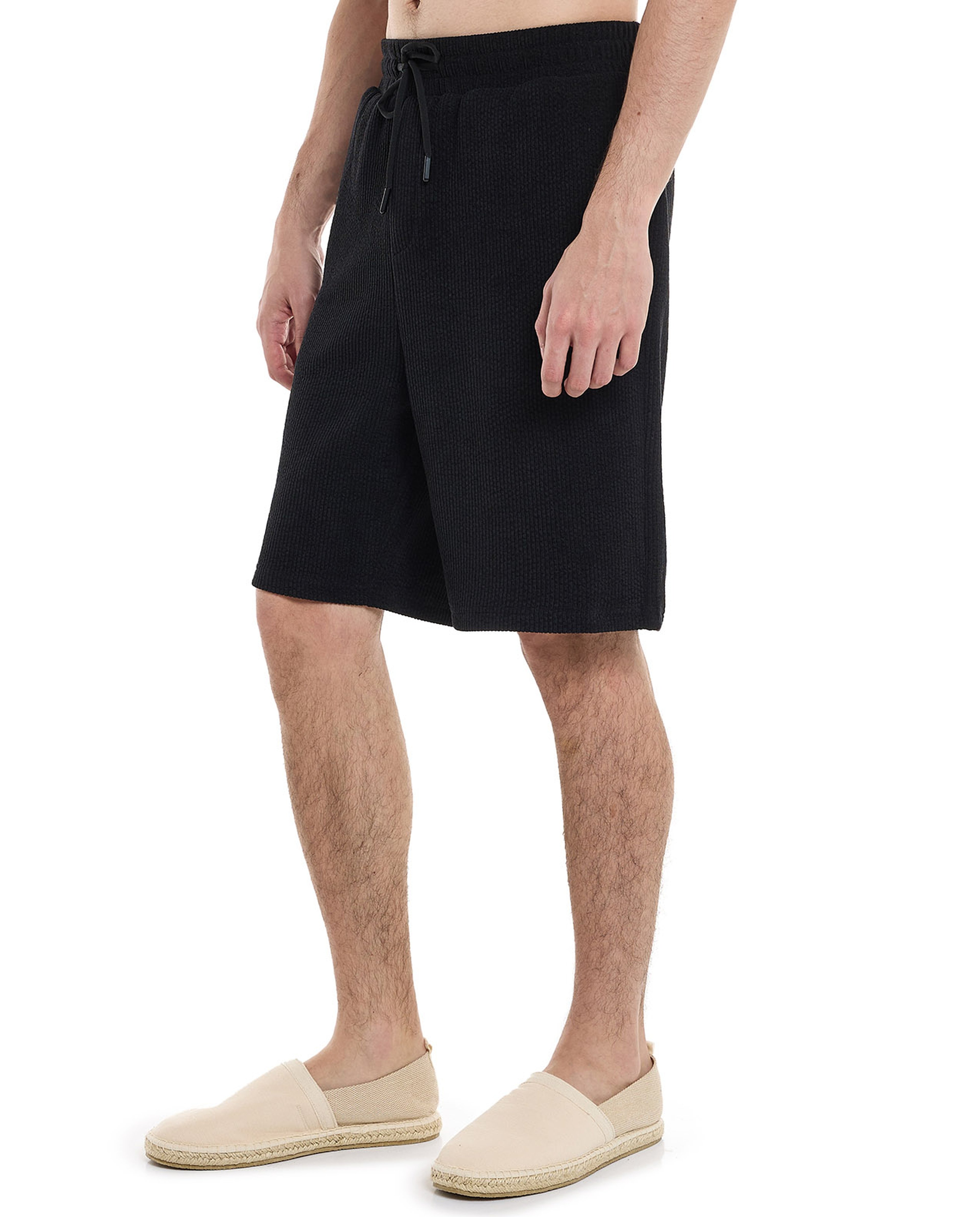 Textured Shorts with Drawstring Closure
