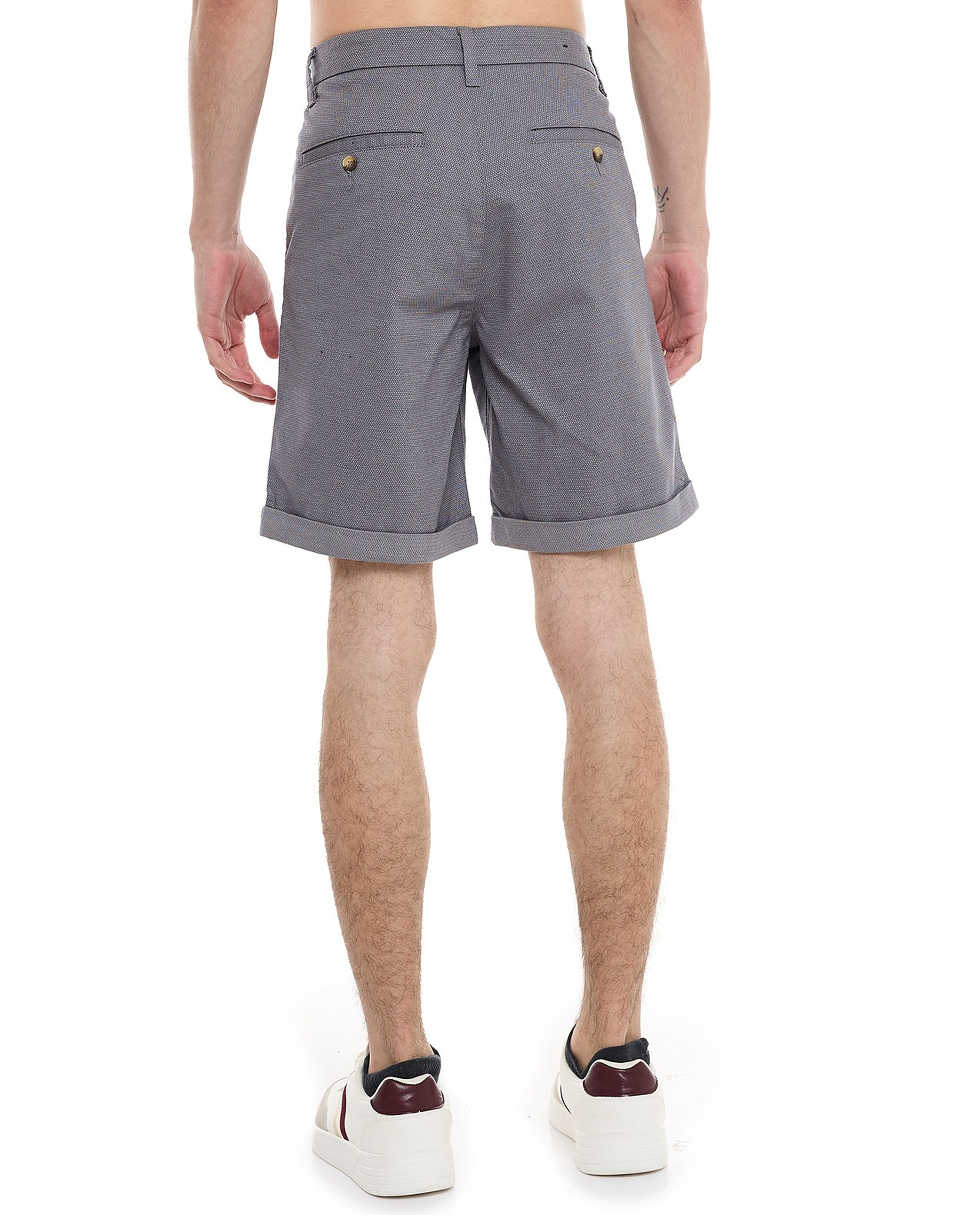 Textured Shorts with Button Closure