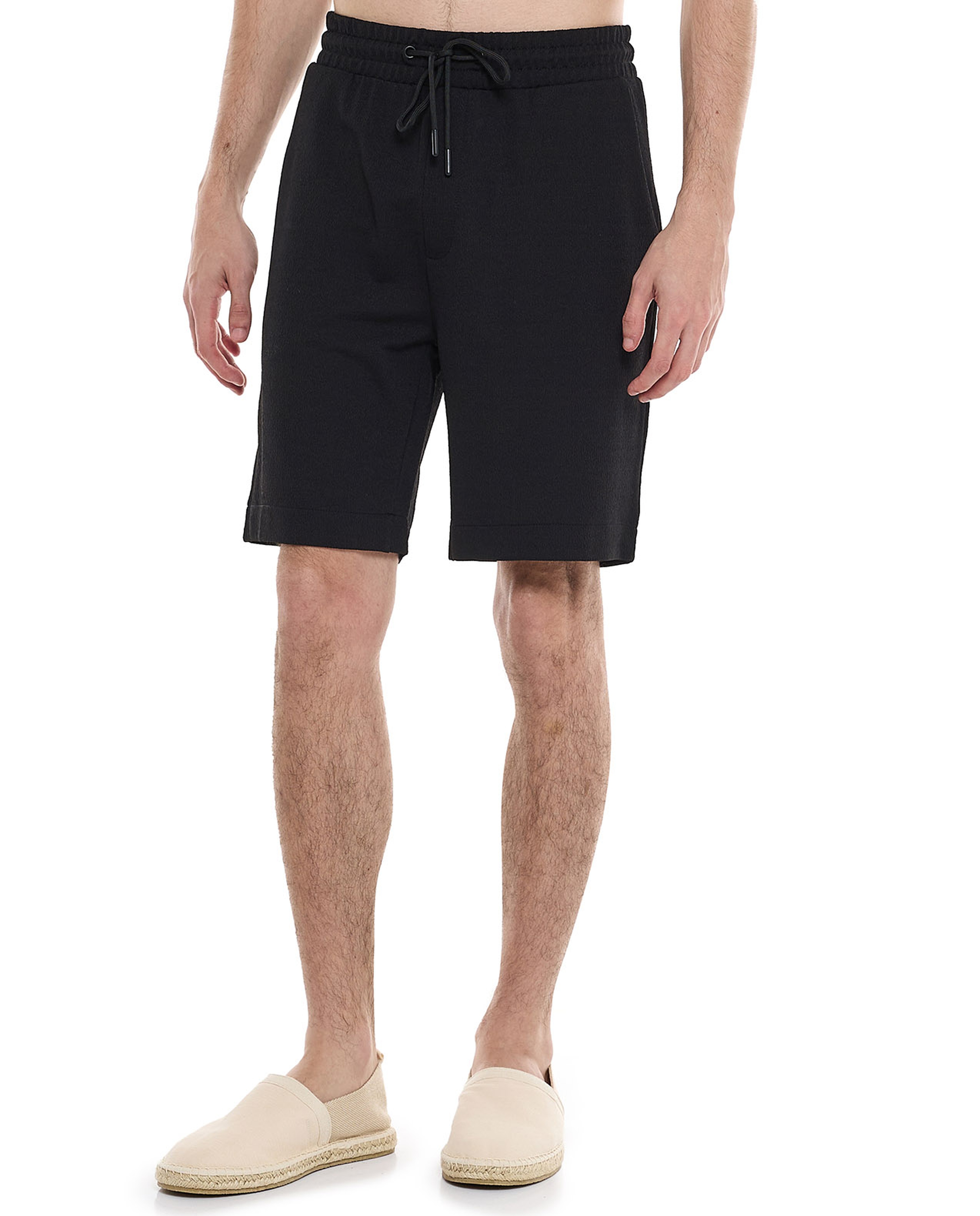 Textured Shorts with Drawstring Closure