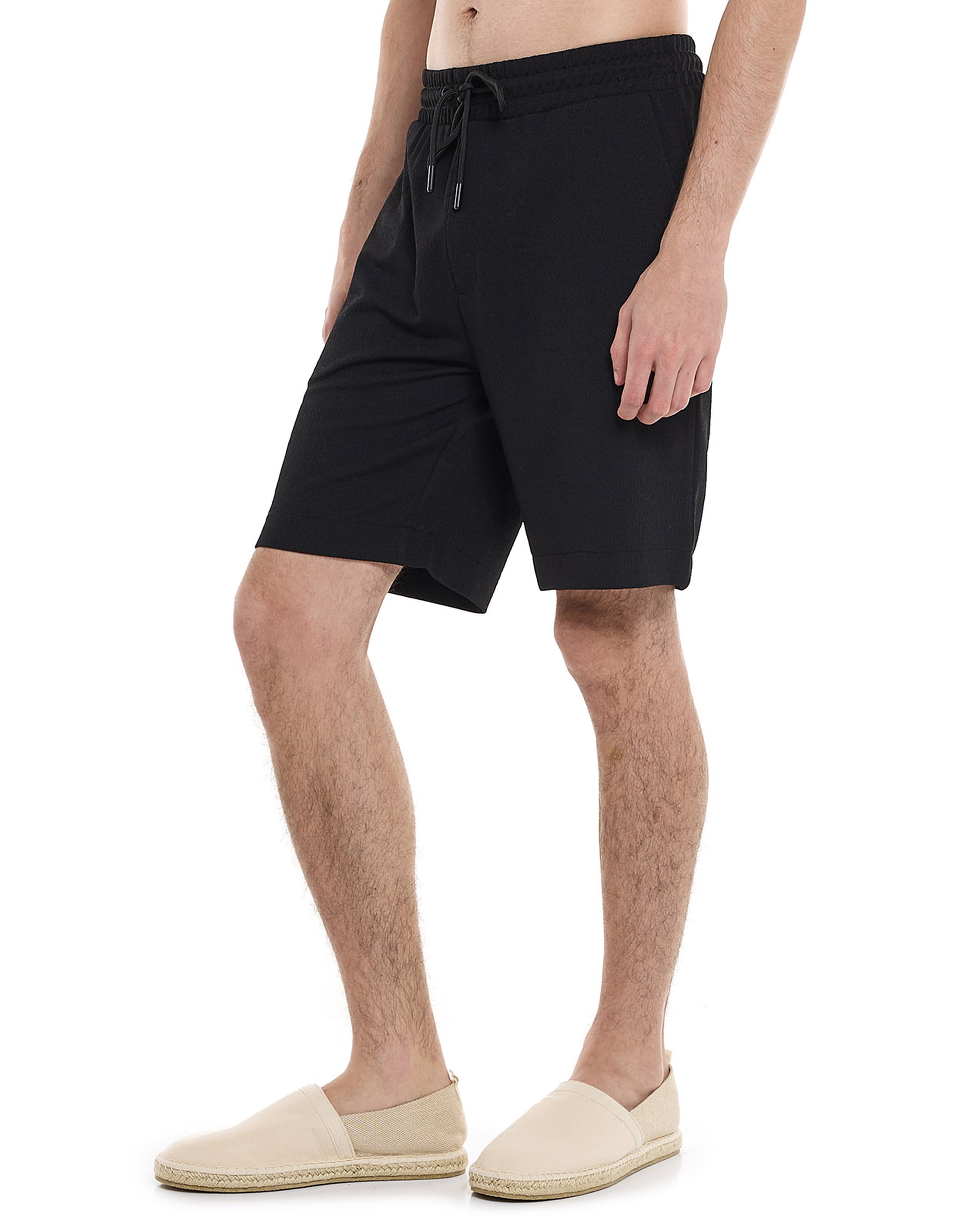 Textured Shorts with Drawstring Closure