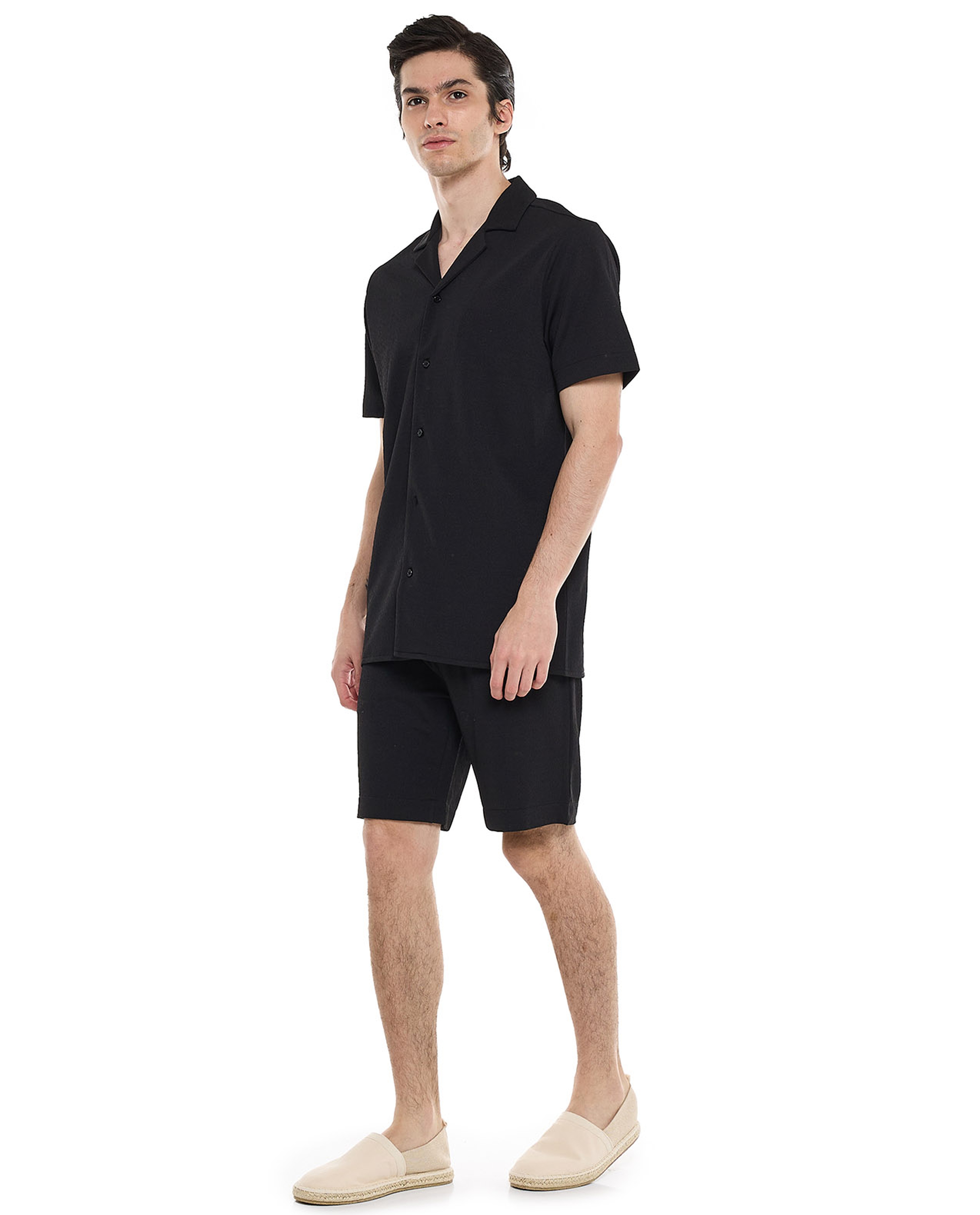 Textured Shorts with Drawstring Closure