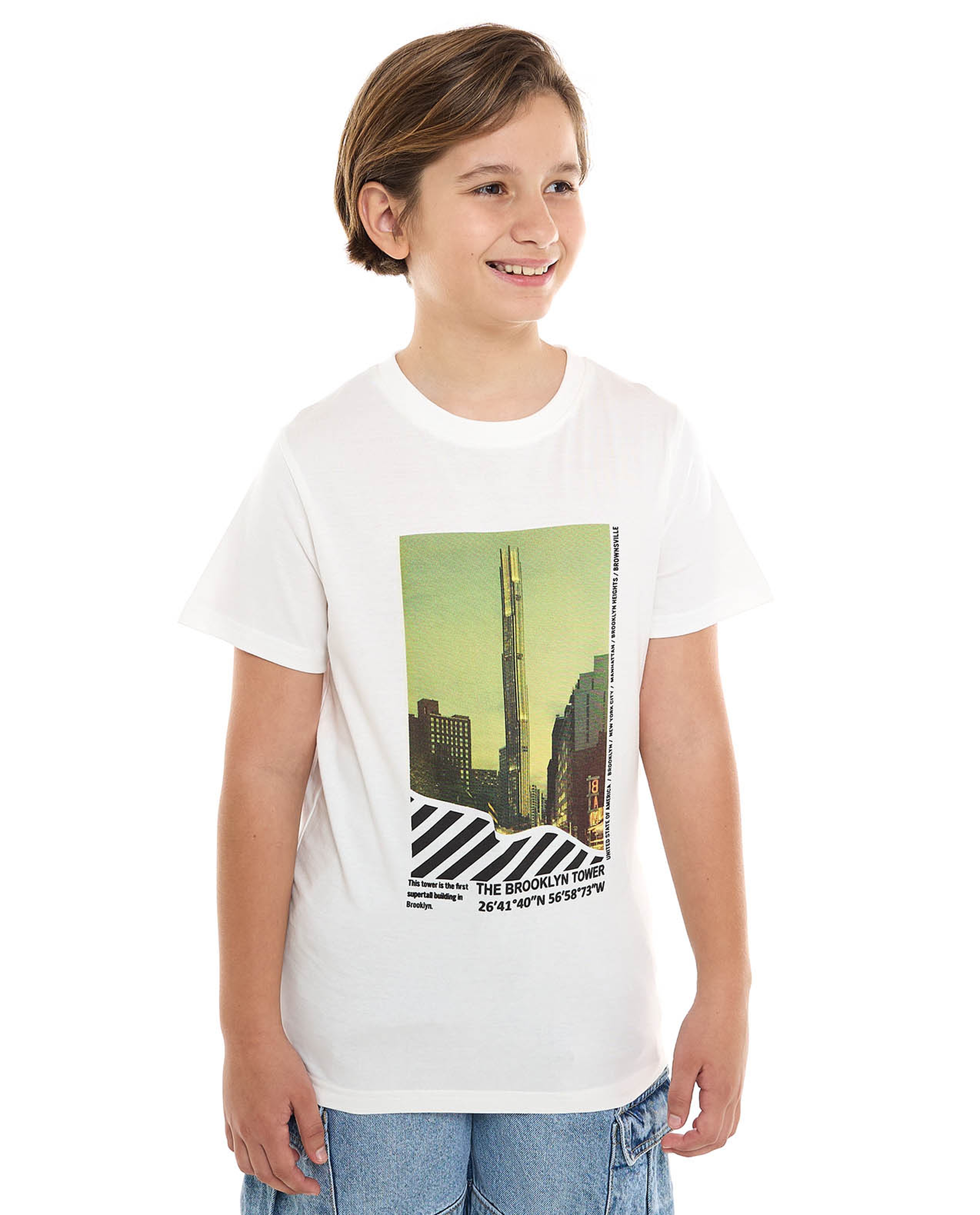 Printed T-Shirt with Crew Neck and Short Sleeves