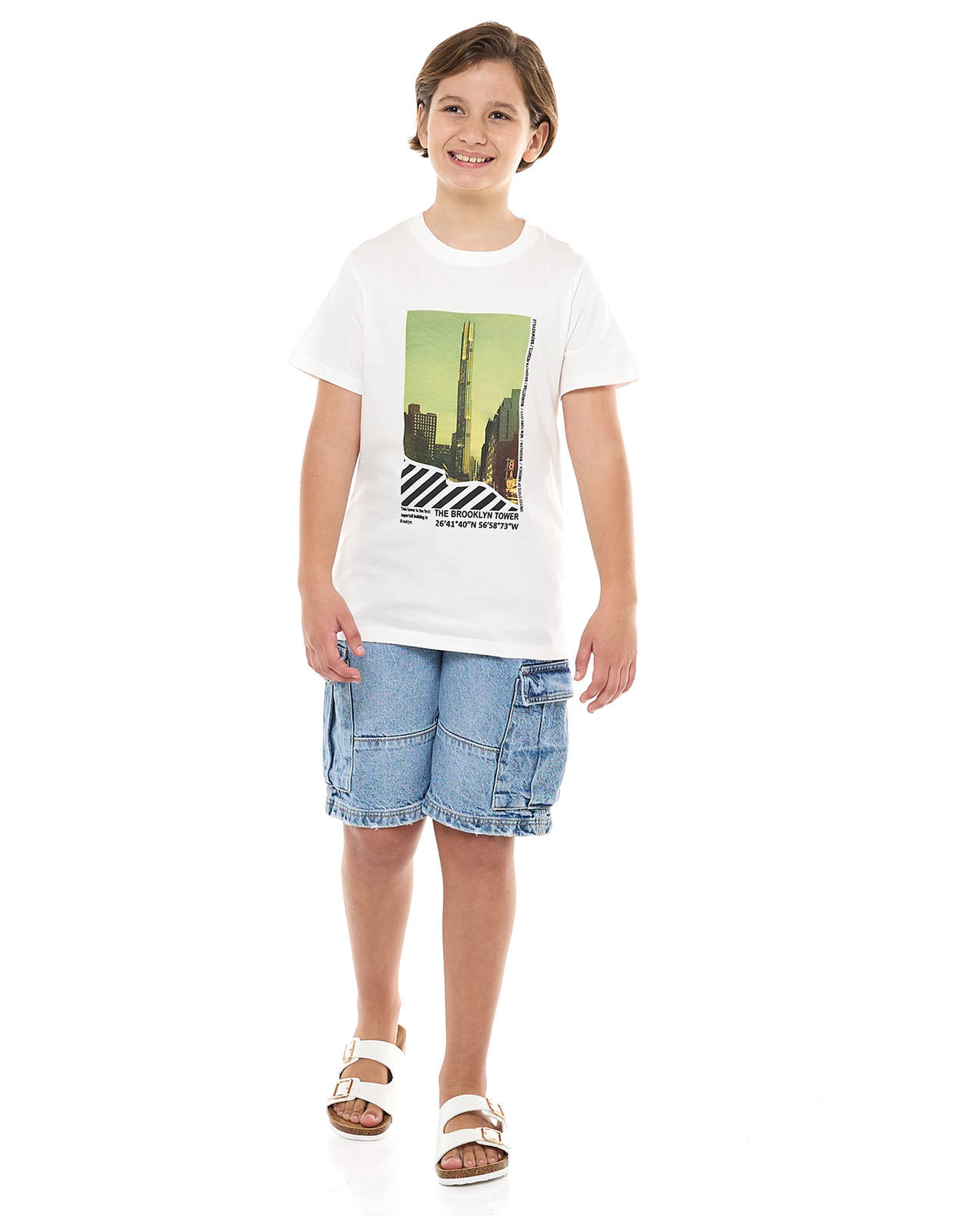 Printed T-Shirt with Crew Neck and Short Sleeves