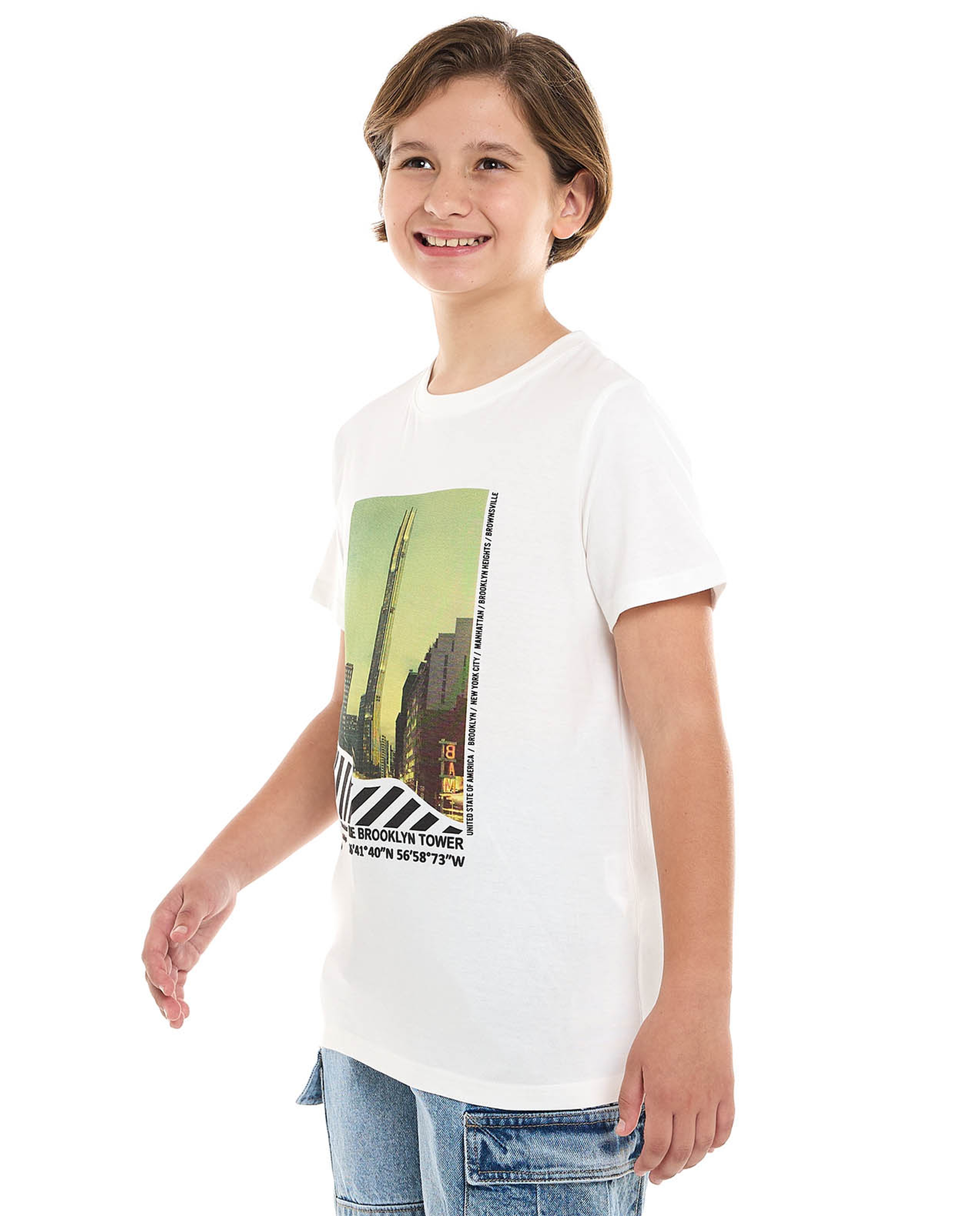 Printed T-Shirt with Crew Neck and Short Sleeves