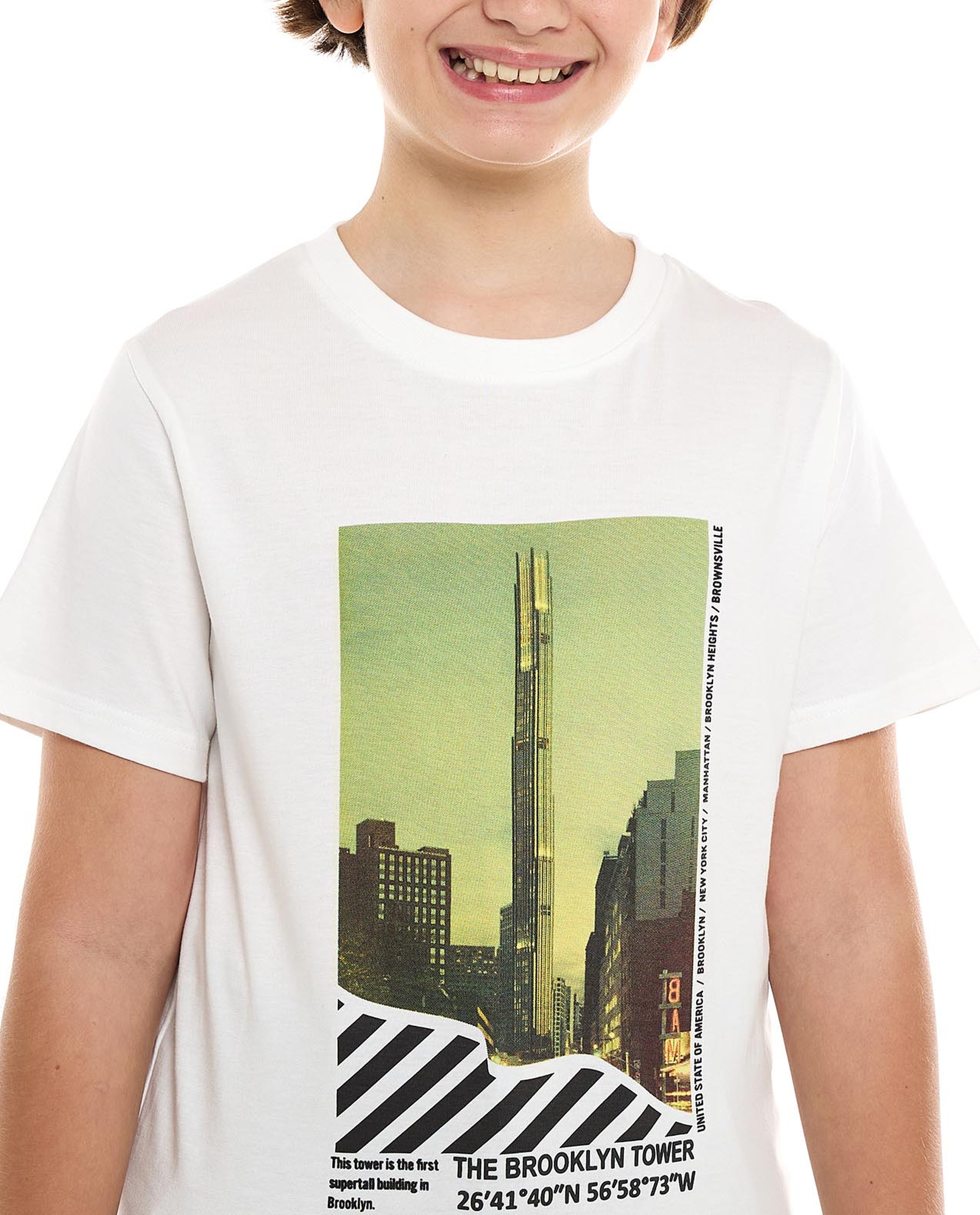 Printed T-Shirt with Crew Neck and Short Sleeves