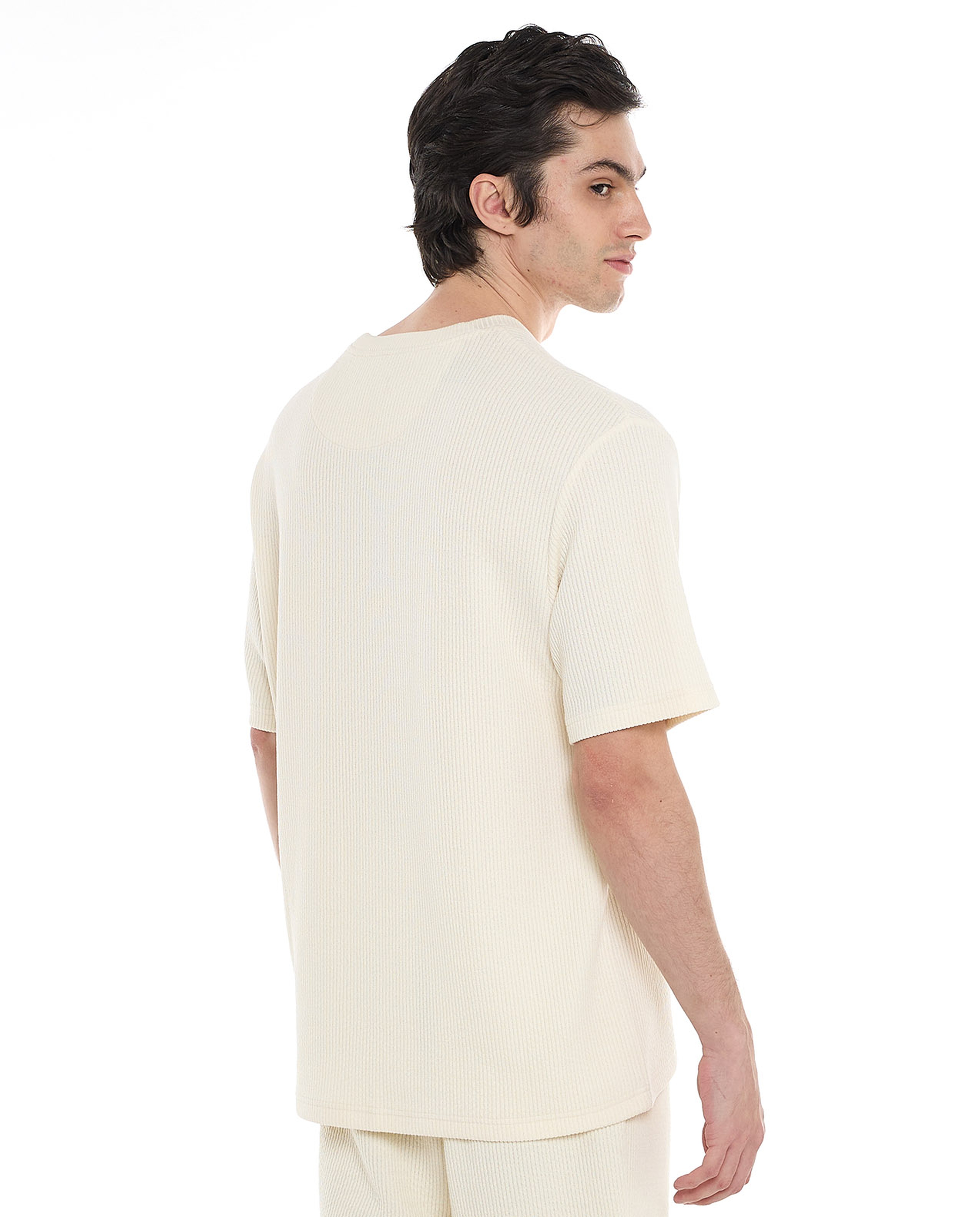 Ribbed T-Shirt with Crew Neck and Short Sleeves