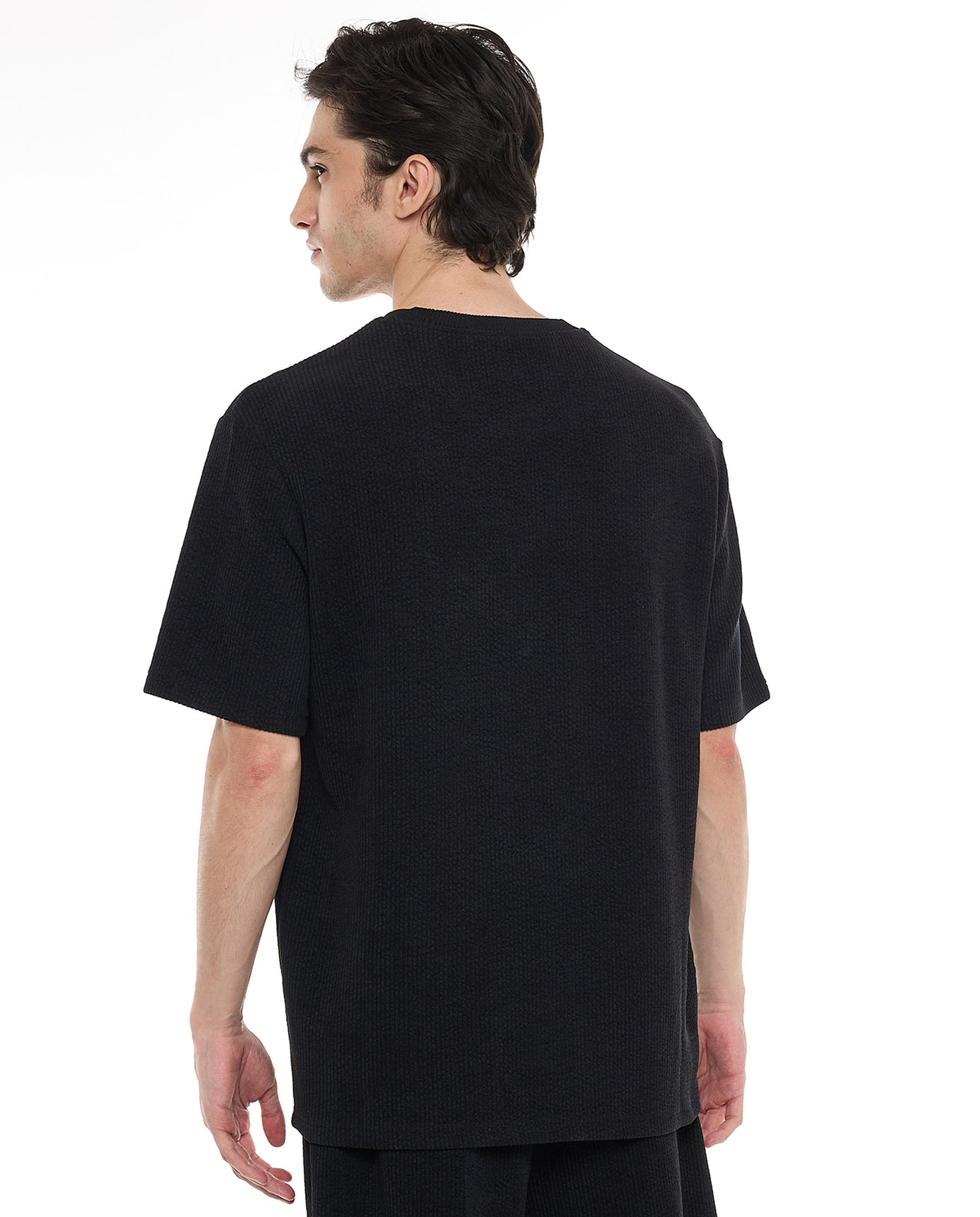 Ribbed T-Shirt with Crew Neck and Short Sleeves