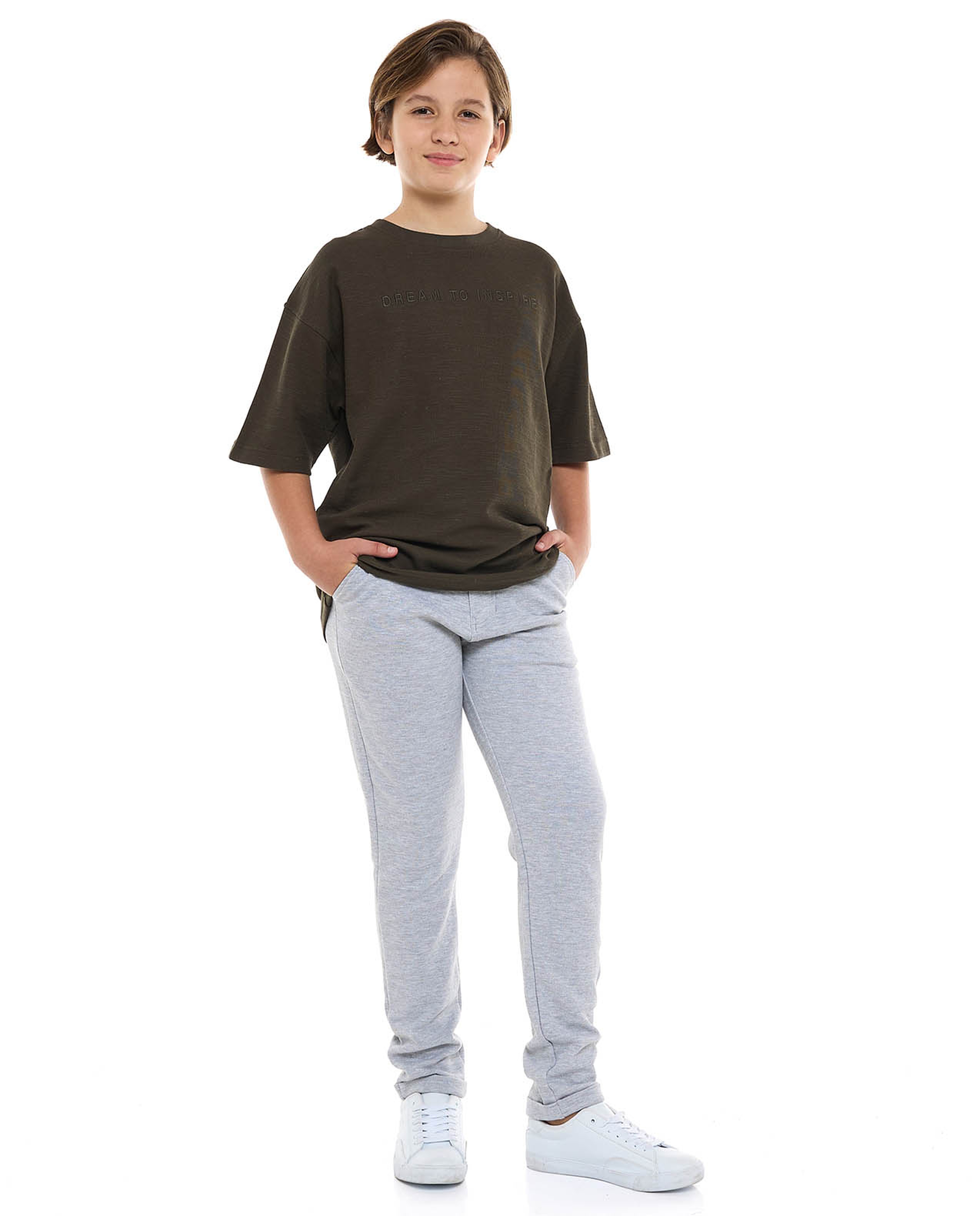 Solid T-Shirt with Crew Neck and Short Sleeves