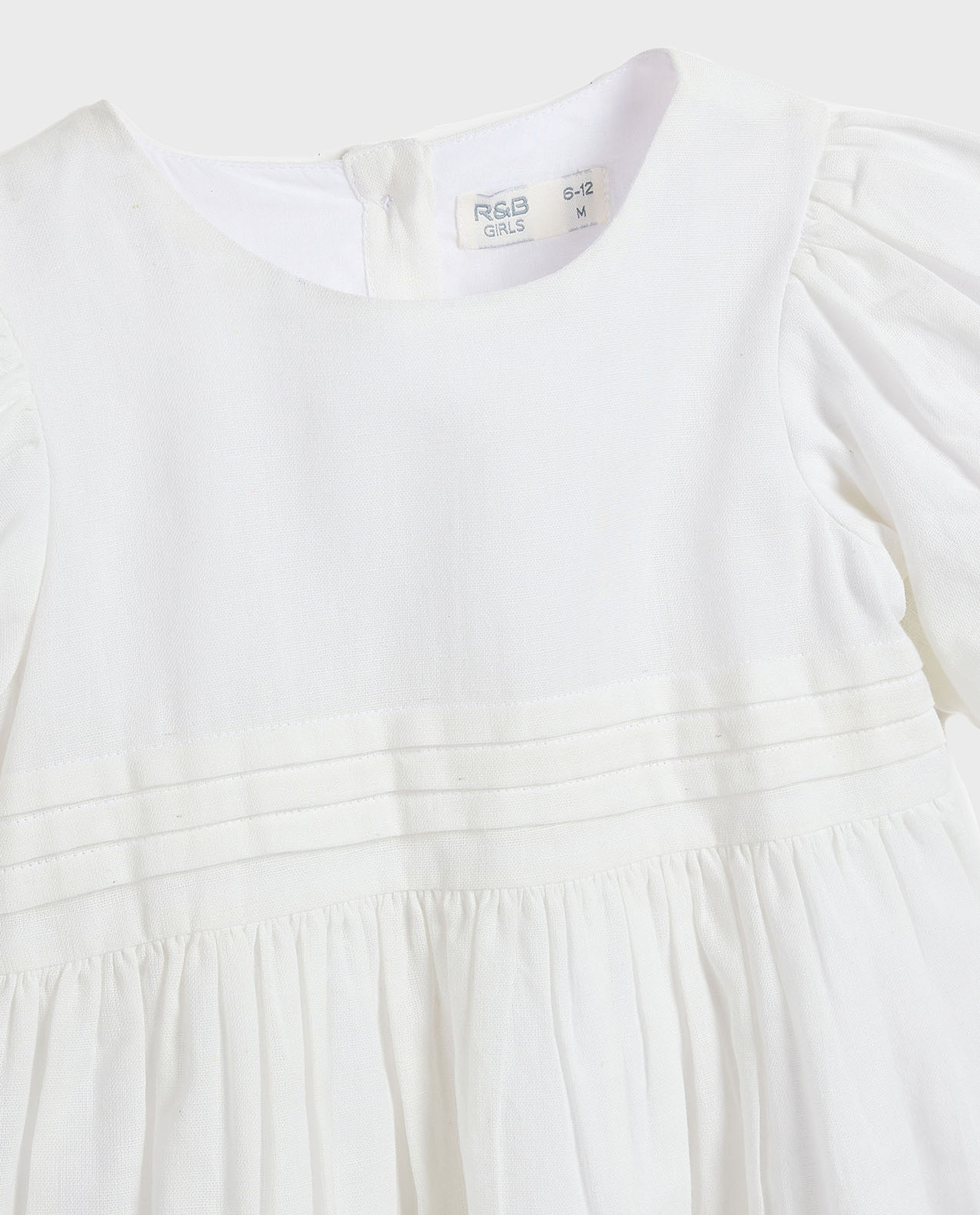 Embroidered Fit and Flare Dress with Balloon Sleeves