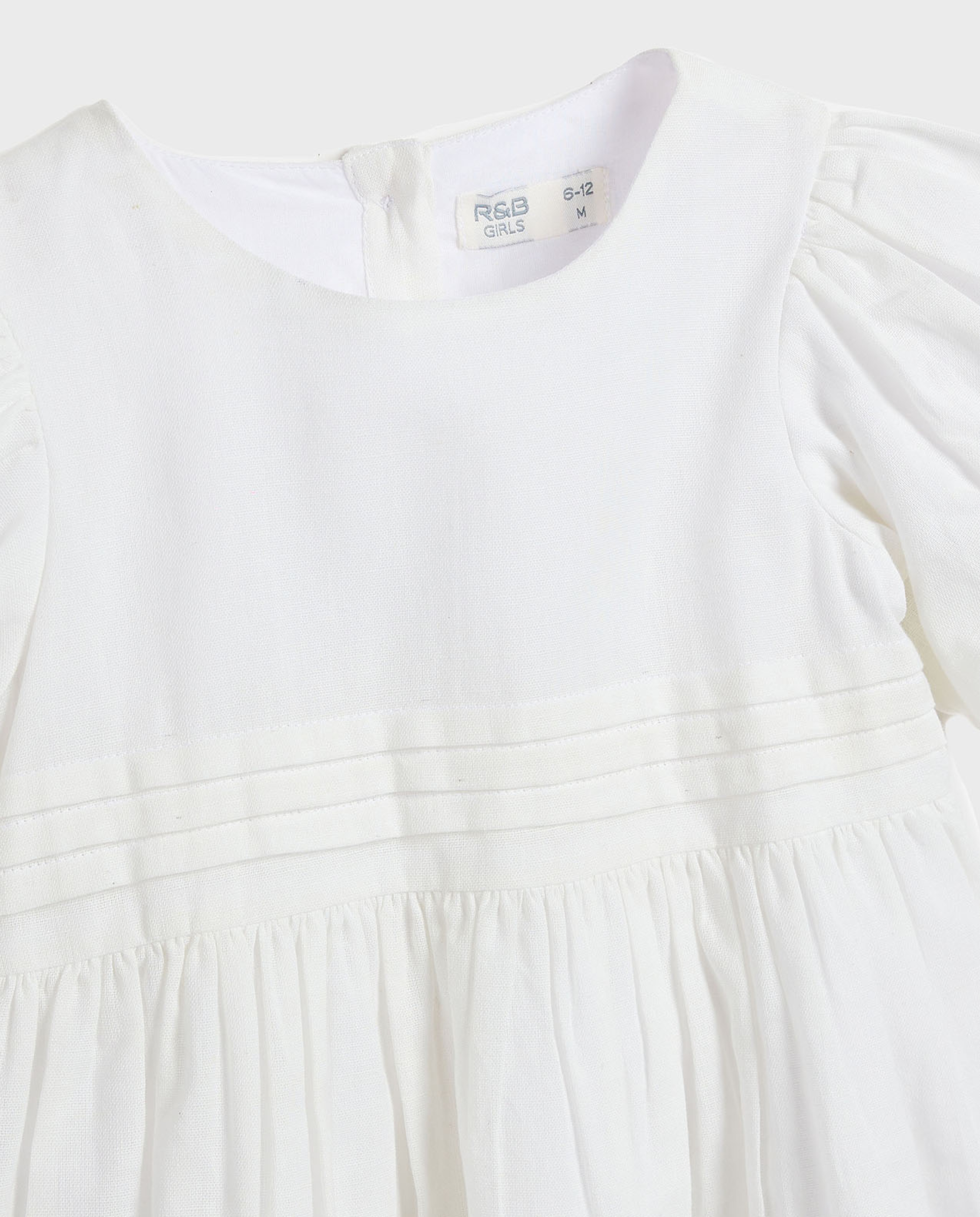 Embroidered Fit and Flare Dress with Balloon Sleeves