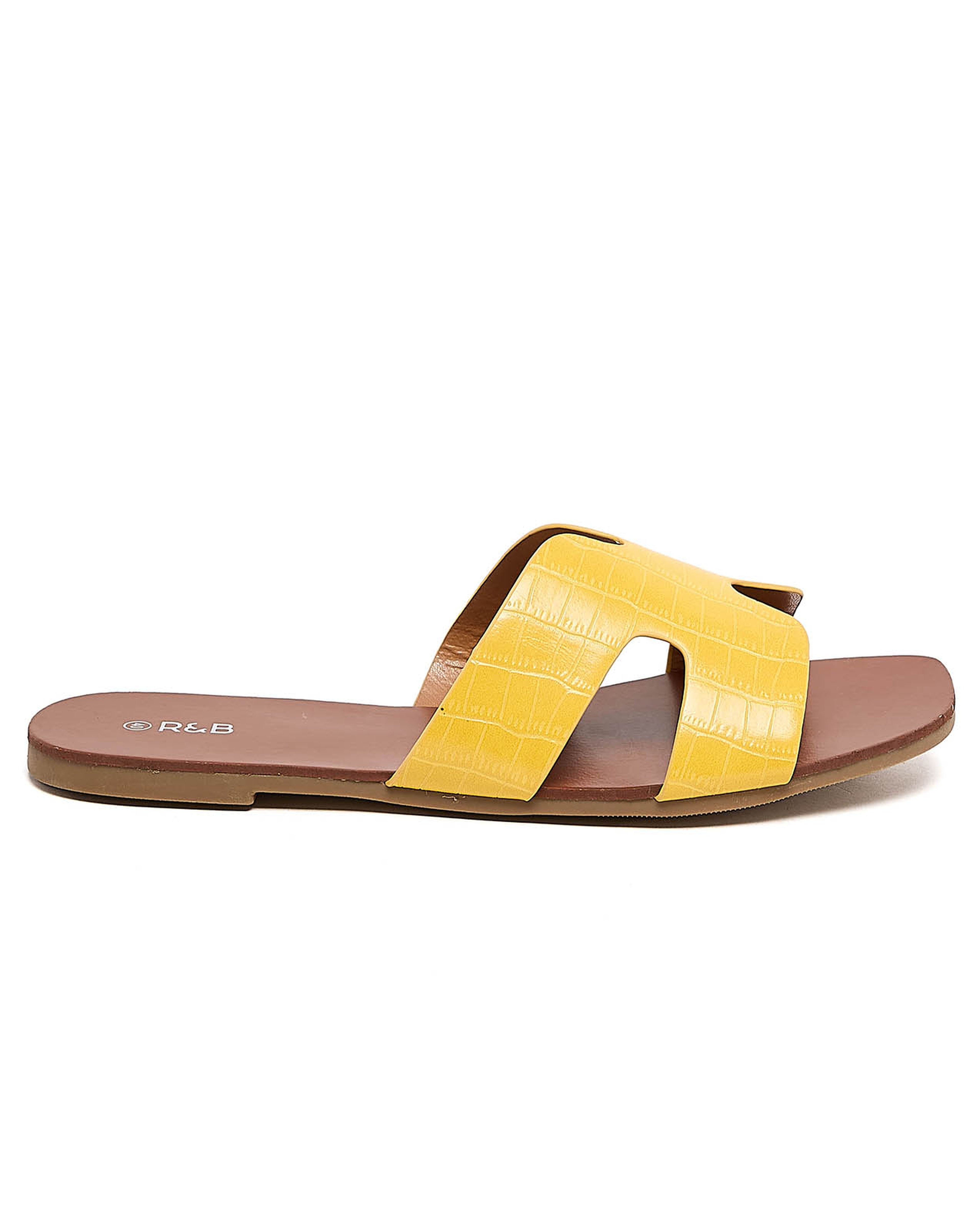 Croc Textured Flat Sandals