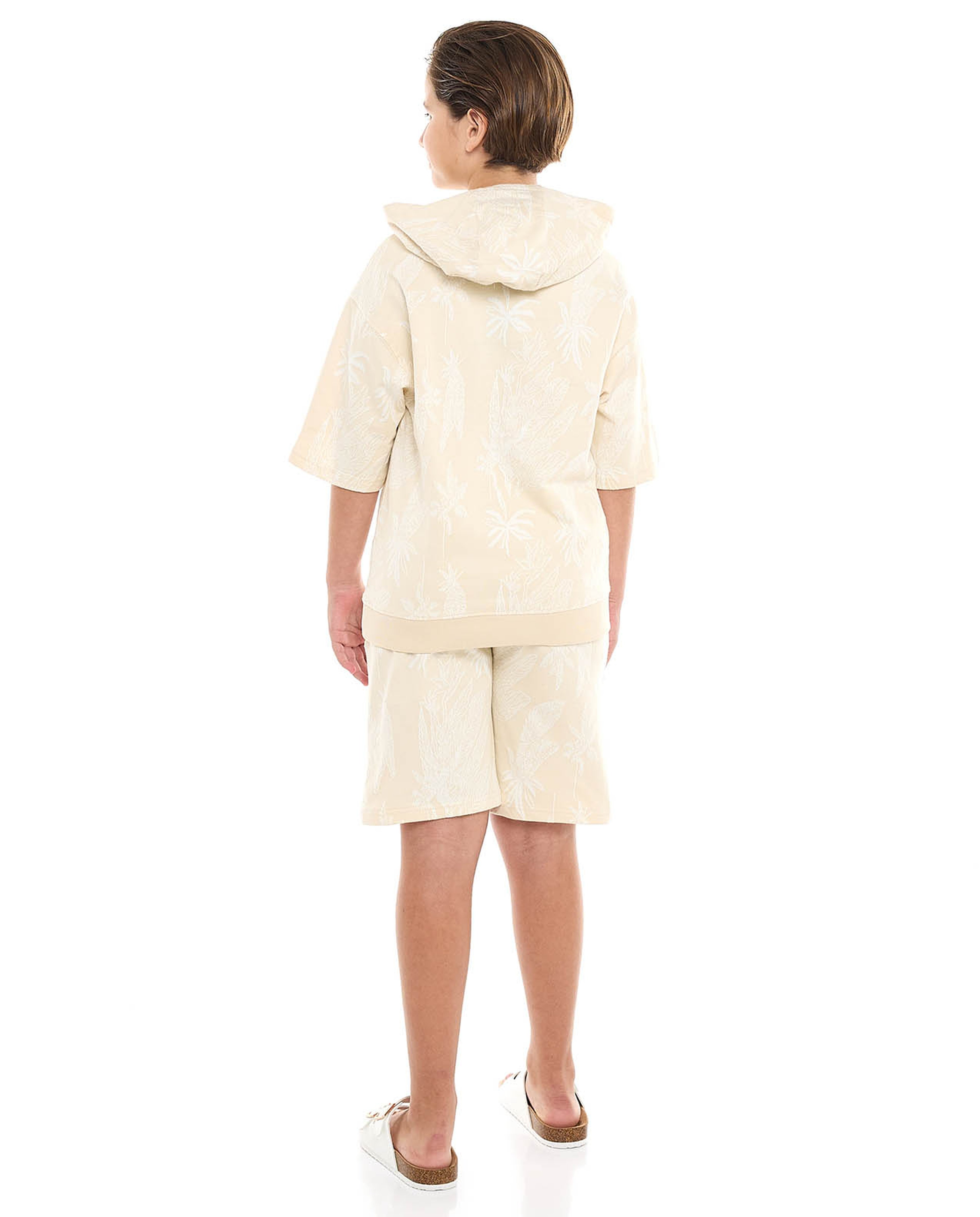 Printed Hoodie and Shorts Set