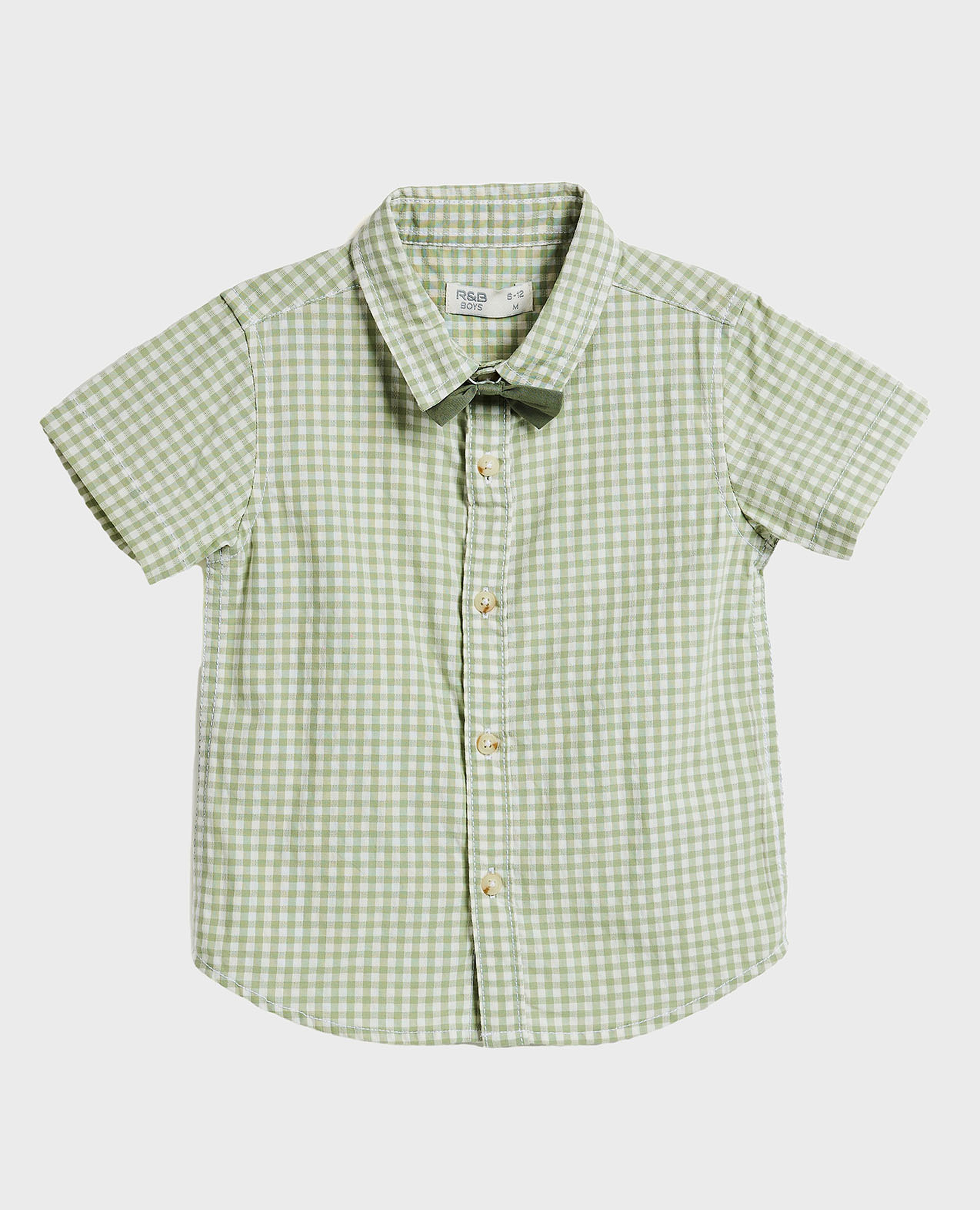 Checked Shirt and Pant Set with Suspenders