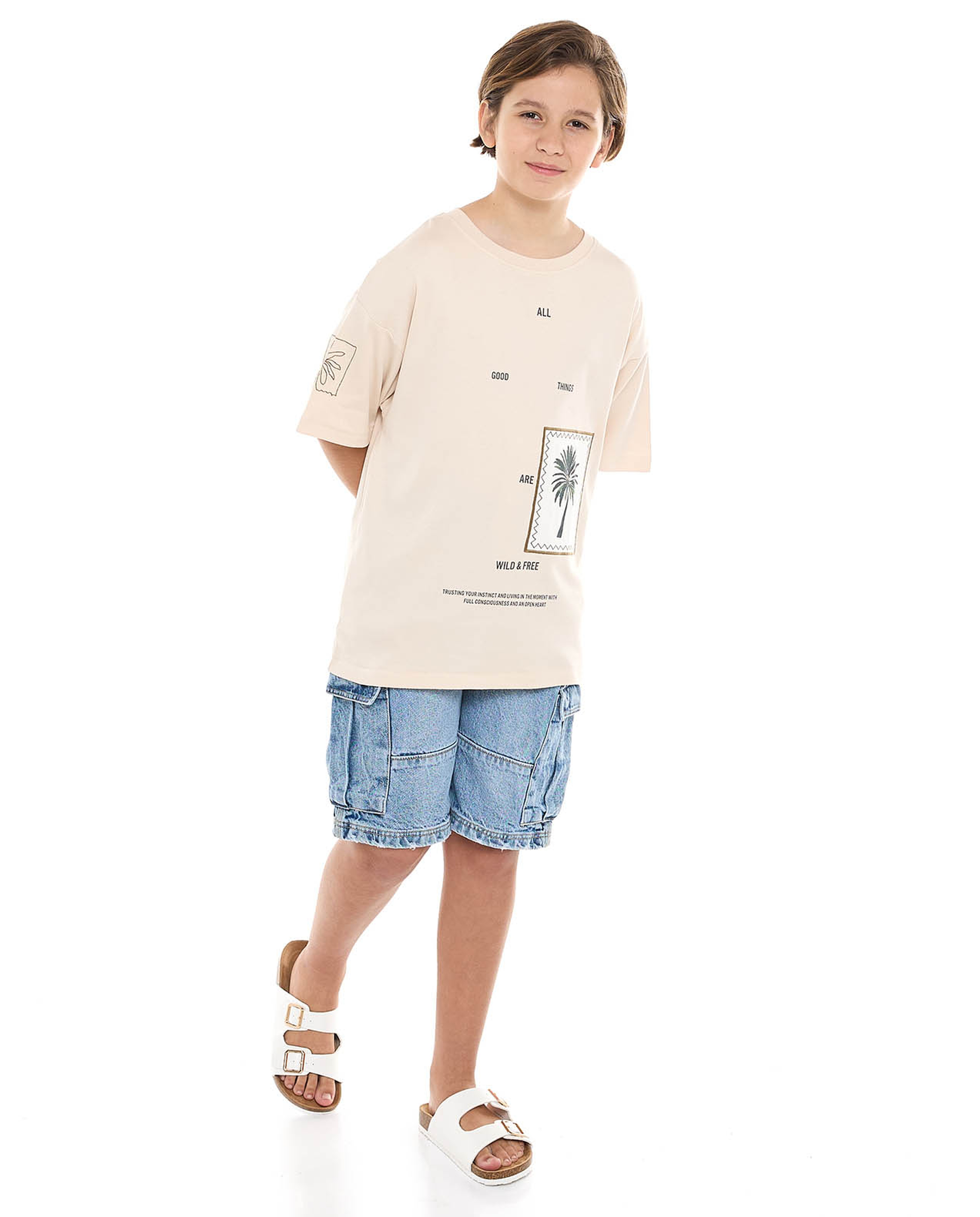 Printed T-Shirt with Crew Neck and Short Sleeves