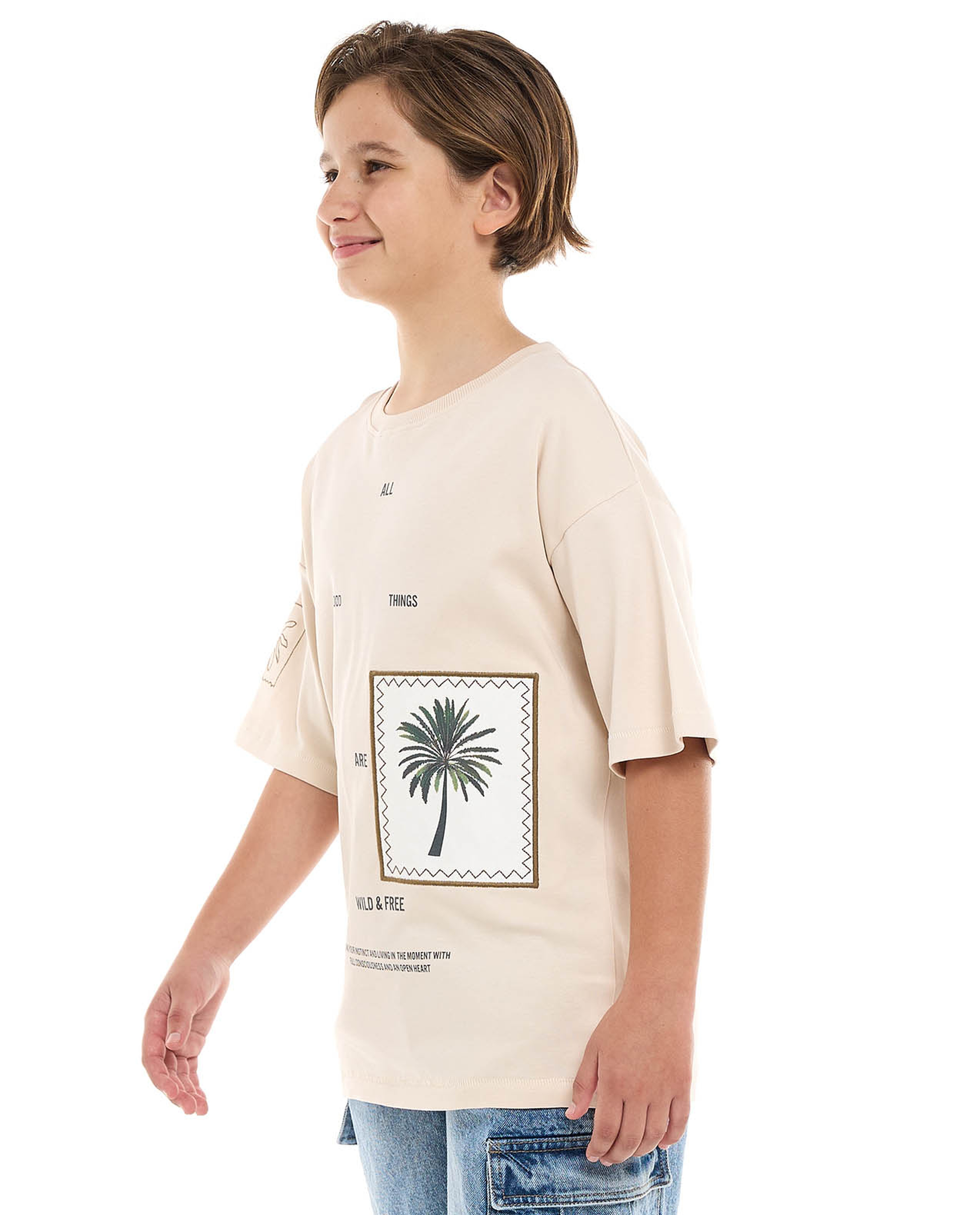 Printed T-Shirt with Crew Neck and Short Sleeves