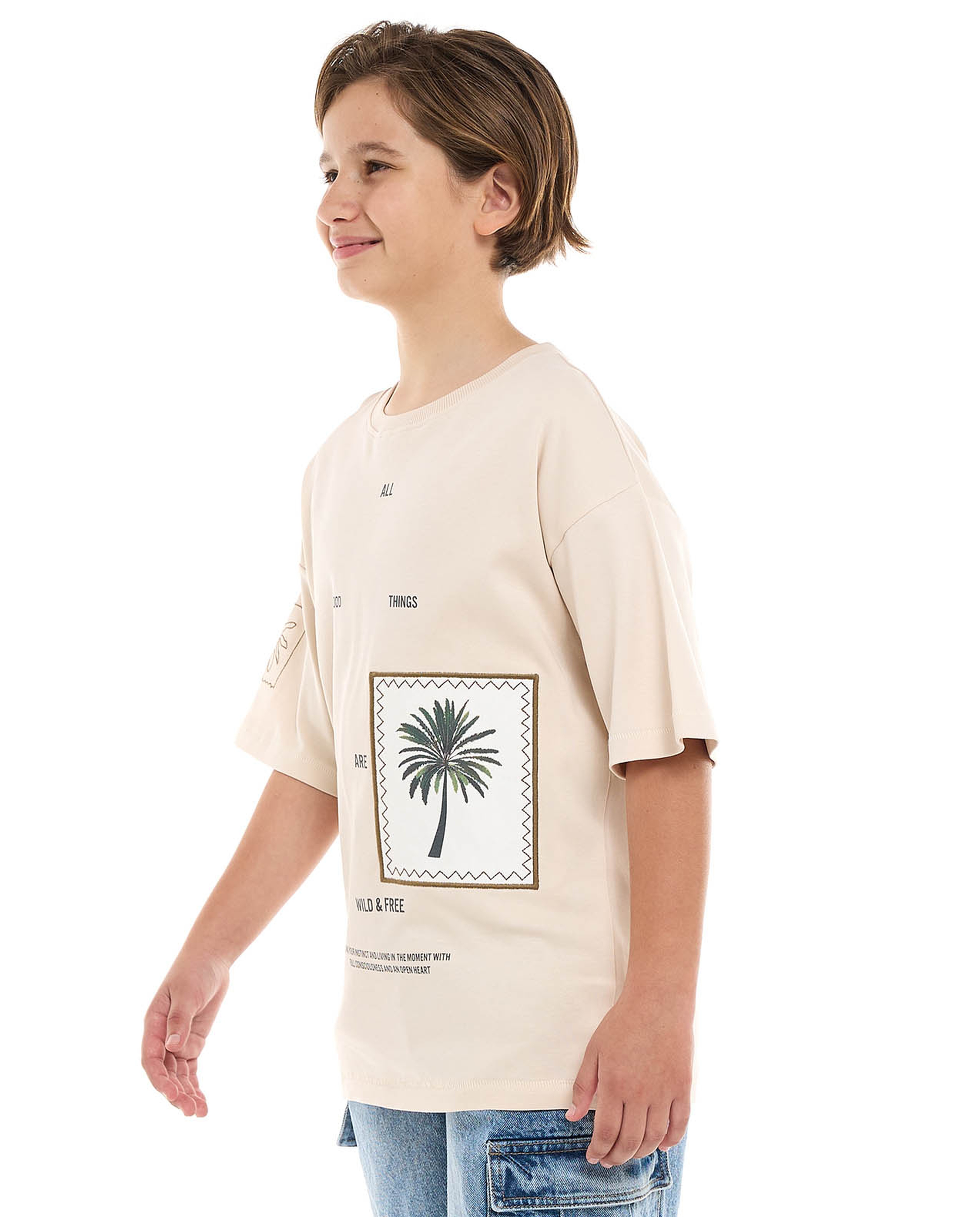 Printed T-Shirt with Crew Neck and Short Sleeves